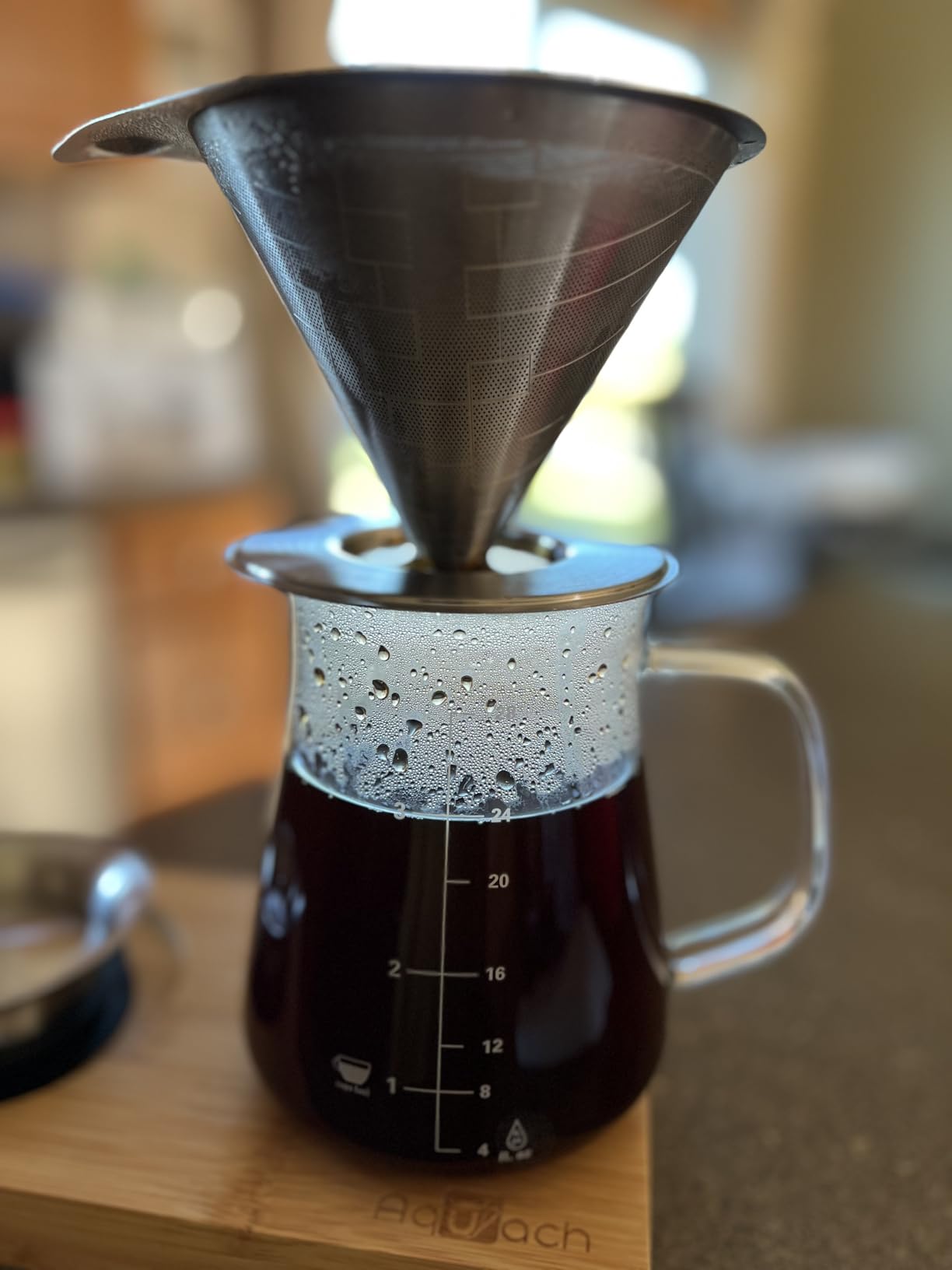 Aquach 28oz Pour Over Coffee Maker Set, Glass Carafe with Reusable Filter customer photo 2