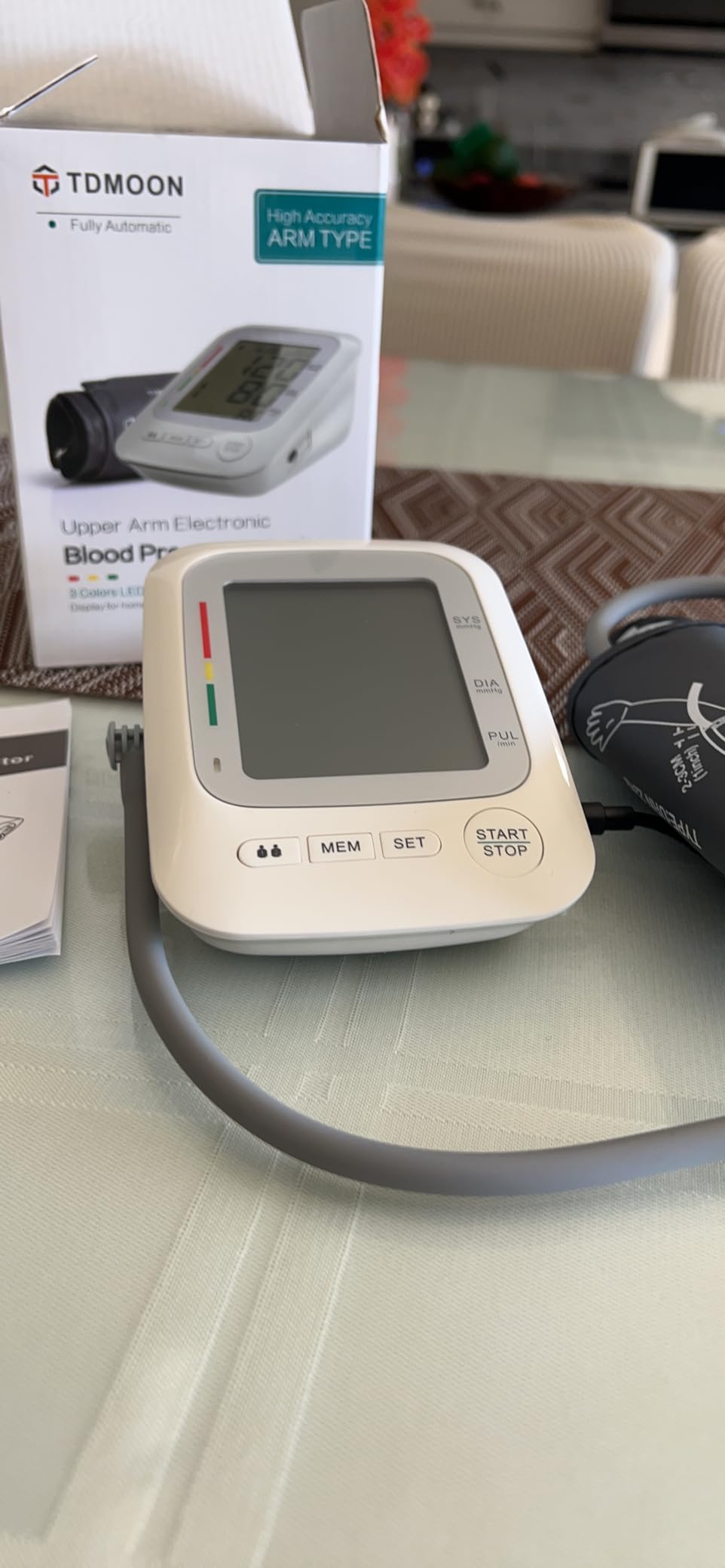 Electronic Blood Pressure Monitor, Upper Arm Automatic Digital BP Monitor Large Cuff, 2 Users 180 Memory Large Display, Irregular Heart Rate Indication, with DC Adapter for Home Use customer photo 2