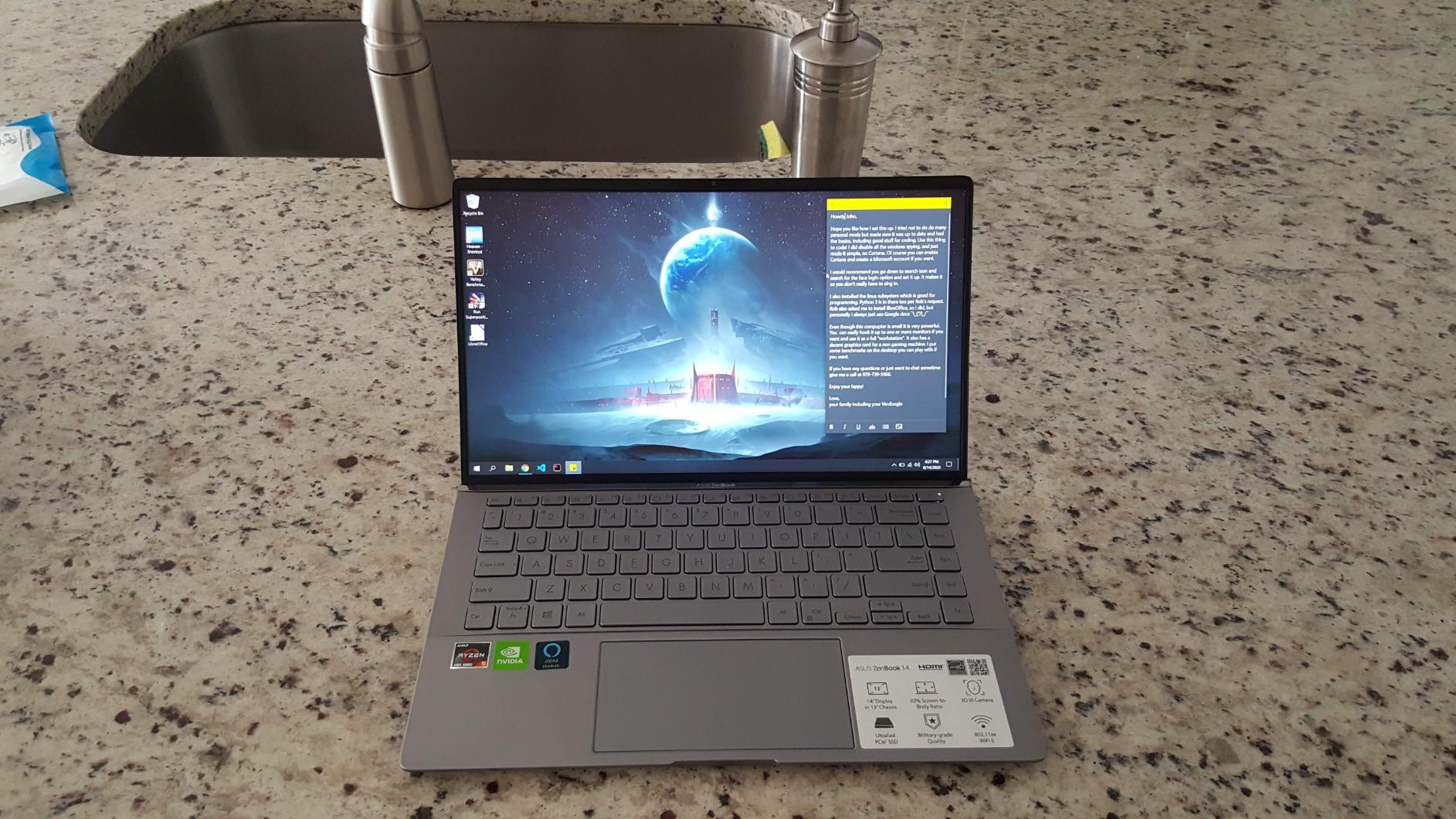 ASUS Zenbook 14 Laptop - AMD Ryzen 5-8GB RAM - GEFORCE MX350-256GB SSD - Win 10, Light Gray customer photo 2