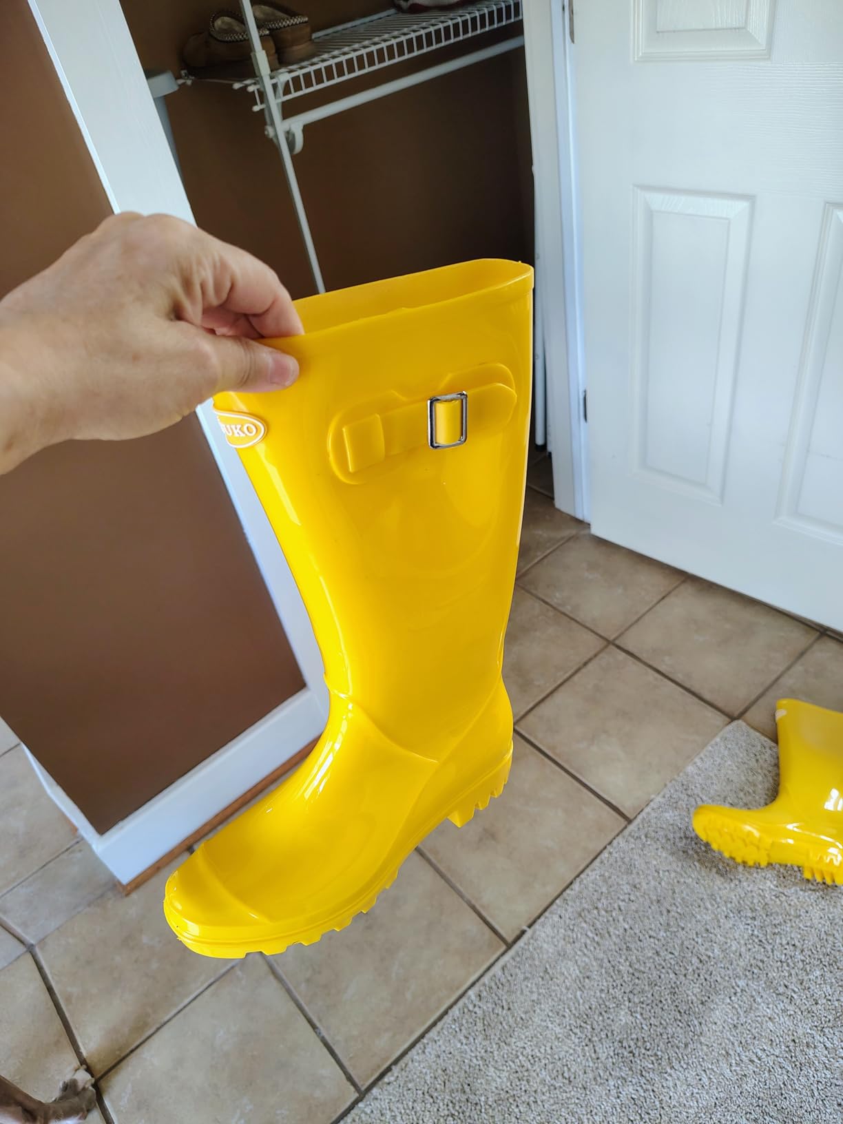 DKSUKO Women's Tall Waterproof Rain Boots Rubber Wide Calf Garden Boots customer photo 2