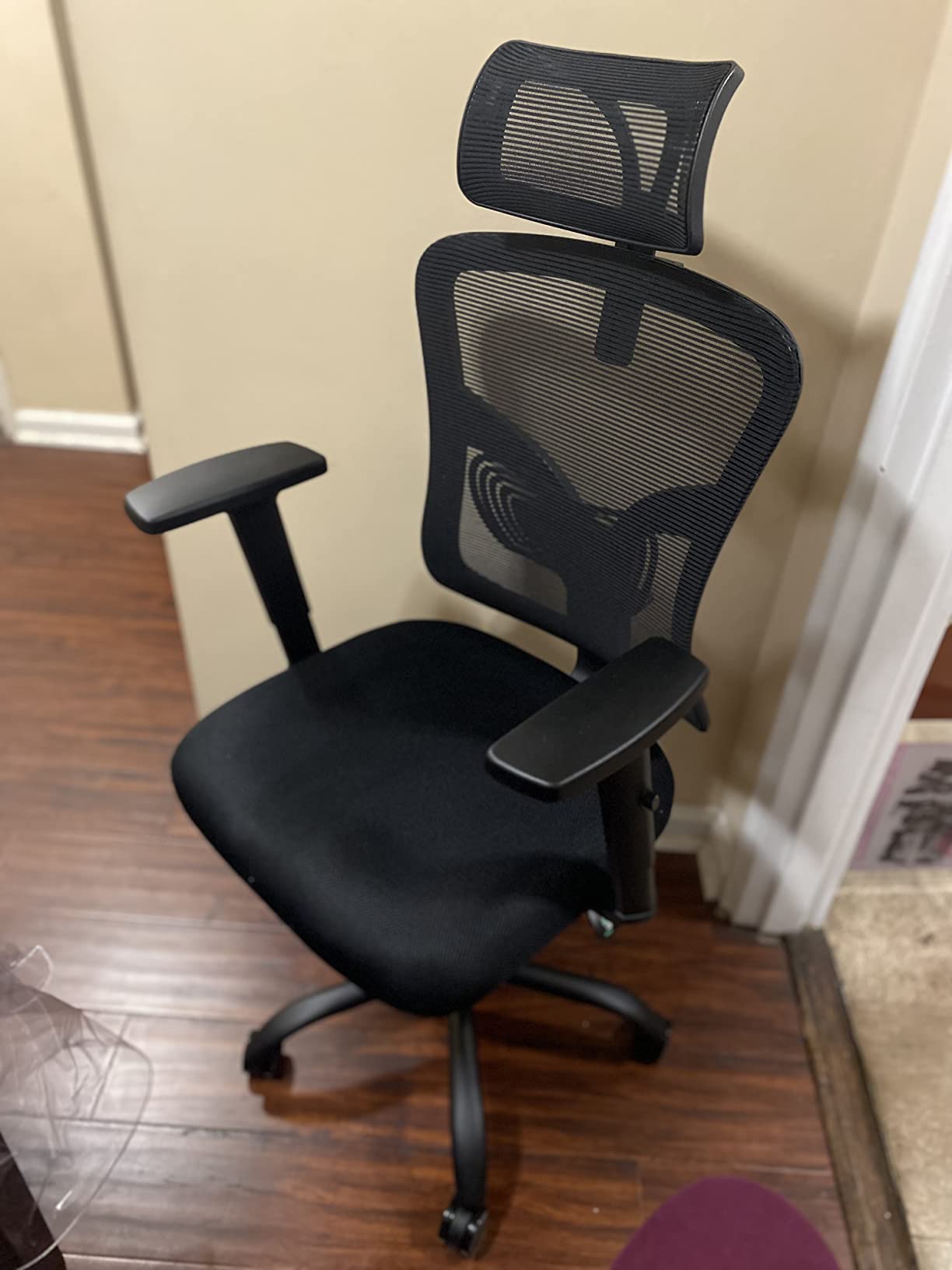 NOBLEWELL Ergonomic Office Chair with Padded Lumbar Support and 2D Headrest | Adjustable armrests, upgraded contoured seat cushion, 90°-130° rocking tilt, breathable mesh backrest, home office chair customer photo 2