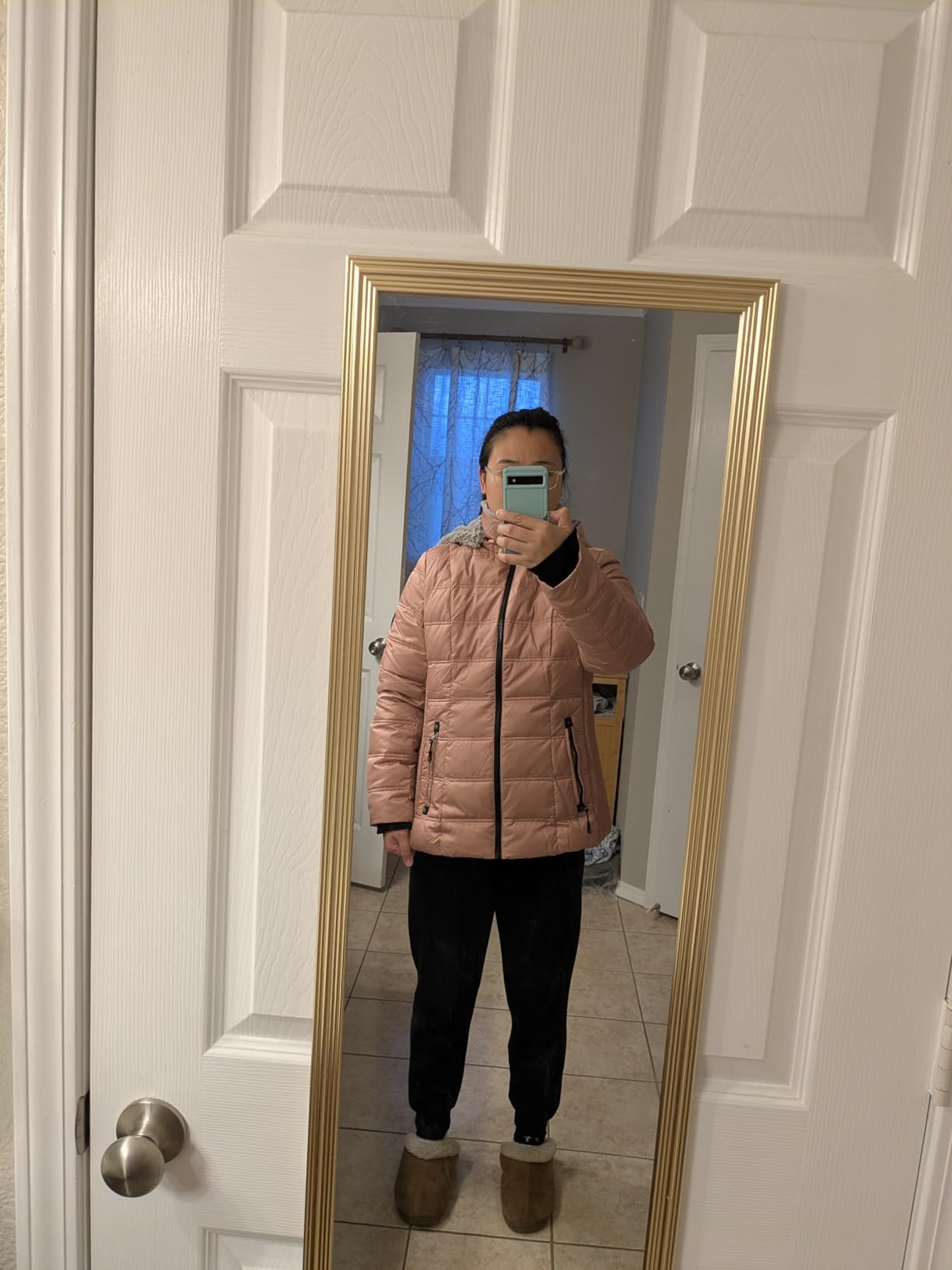 SLOW DOWN Women's Down Puffer Jacket, Hooded Winter Coat customer photo 2