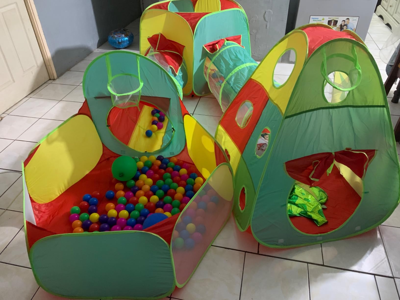 Kids Play Tent for Toddlers, 5pc Toddler Jungle Gym Playset with Ball Pit, Crawl Tunnel and Obstacle Course, Indoor Outdoor Playhouse Toy for Boys and Girls customer photo 1