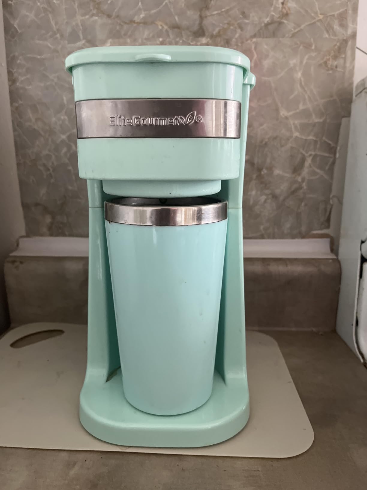 Elite Gourmet EHC111A Personal Single-Serve Compact Coffee Maker, Black | Includes 14oz stainless steel interior thermal travel mug, reusable filter - compatible with coffee grounds customer photo 2