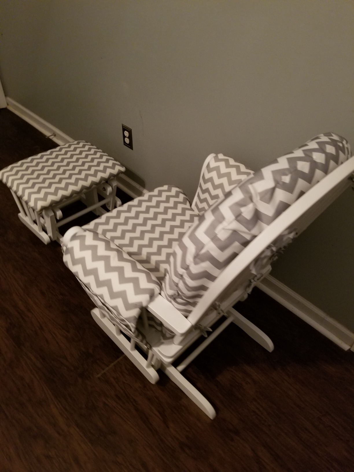 Costzon Nursery Glider with Ottoman, Upholstered Comfort Glider Rocker with Padded Cushion, Storage Pocket, Solid Wood Base, Rocking Chair Nursery for Breastfeeding, Napping (Dark Gray) customer photo 1