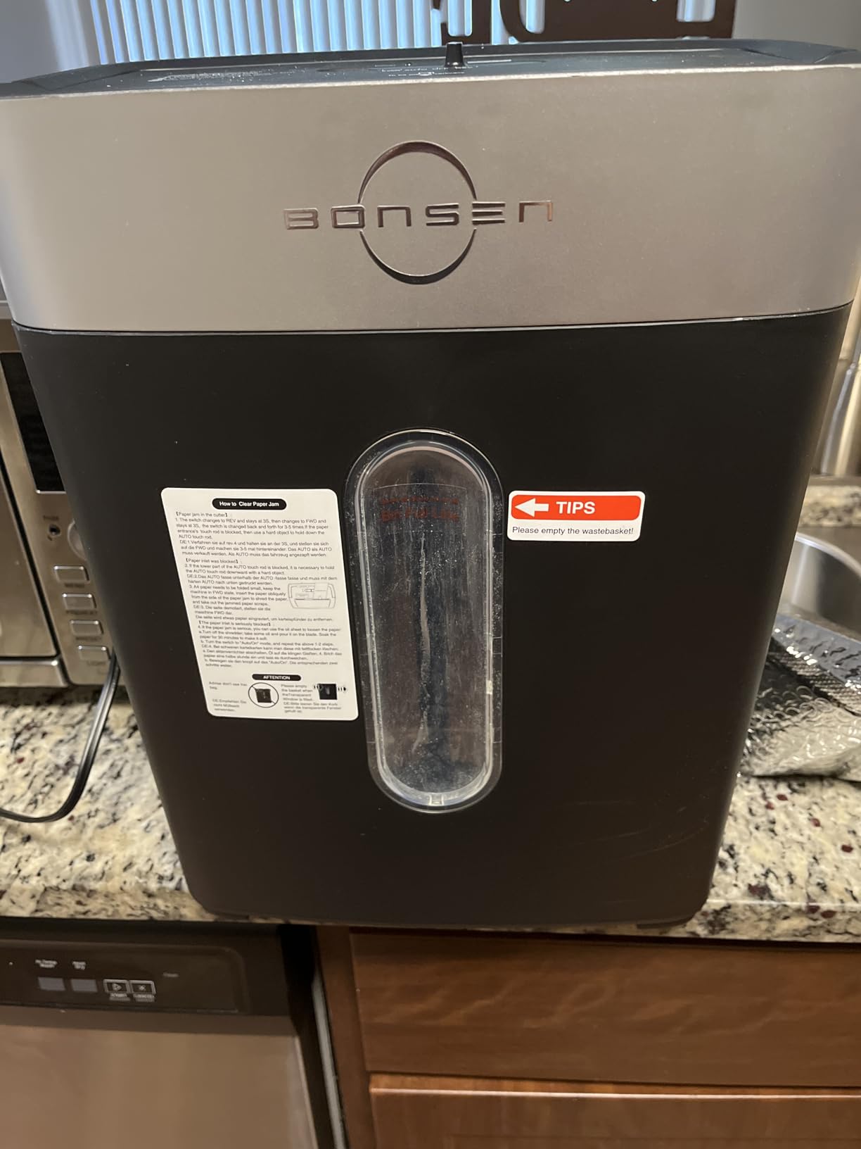 BONSEN Shredder for Home Office, 4 Gallons 8-Sheet Cross Cut Credit Card Shredder, Small Paper Shredder for Home Use, High Security Level P-4, ETL Certification (S3101) customer photo 2