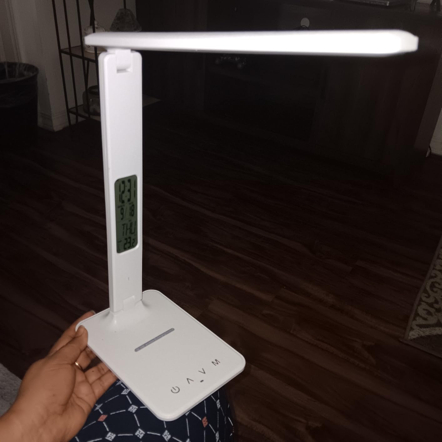 LED Desk Lamp with Wireless Charger, Suitable for Home, Office Dimmable, with USB Charging Port, Built-in Clock, Calendar, Thermometer and Automatic Timing Reading Desk Lamp. customer photo 1