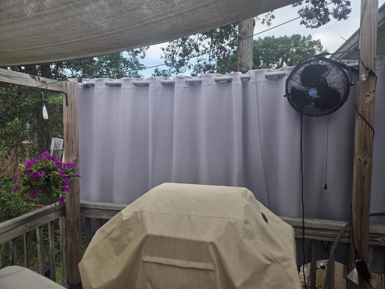 Waterproof Outdoor Curtain W52 x L84 - Grommet Top Sunlight Blocking Window Treatment Drapes Blackout Curtains for Home Bedroom Living Room Patio Porch Pergola Cabana Gazebo (Beige, 2 Panels) customer photo 1