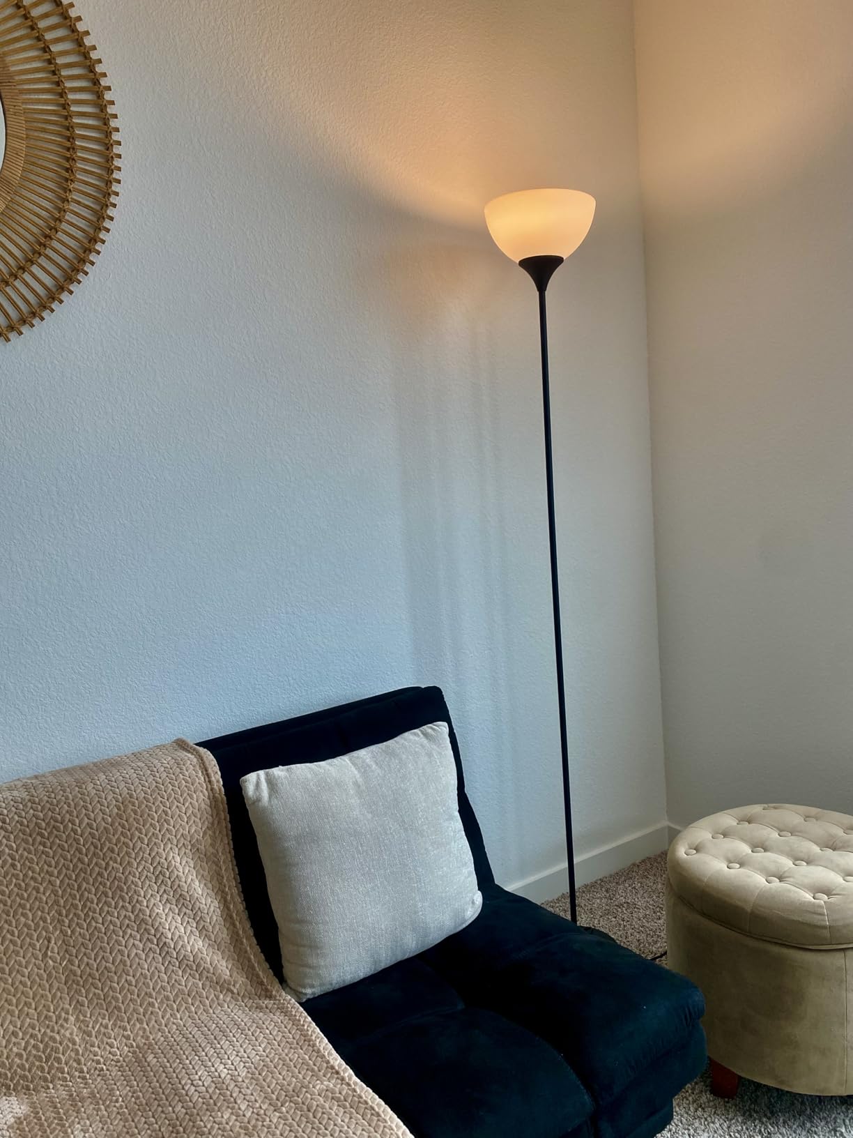PESRAE Floor Lamp, Remote Control, Stepless Brightness & Color Temperature | LED Bulb Included; 3000K–6000K Adjustment, Torchiere Lamp for Living Room, Bedroom or Office, Matte Black customer photo 2
