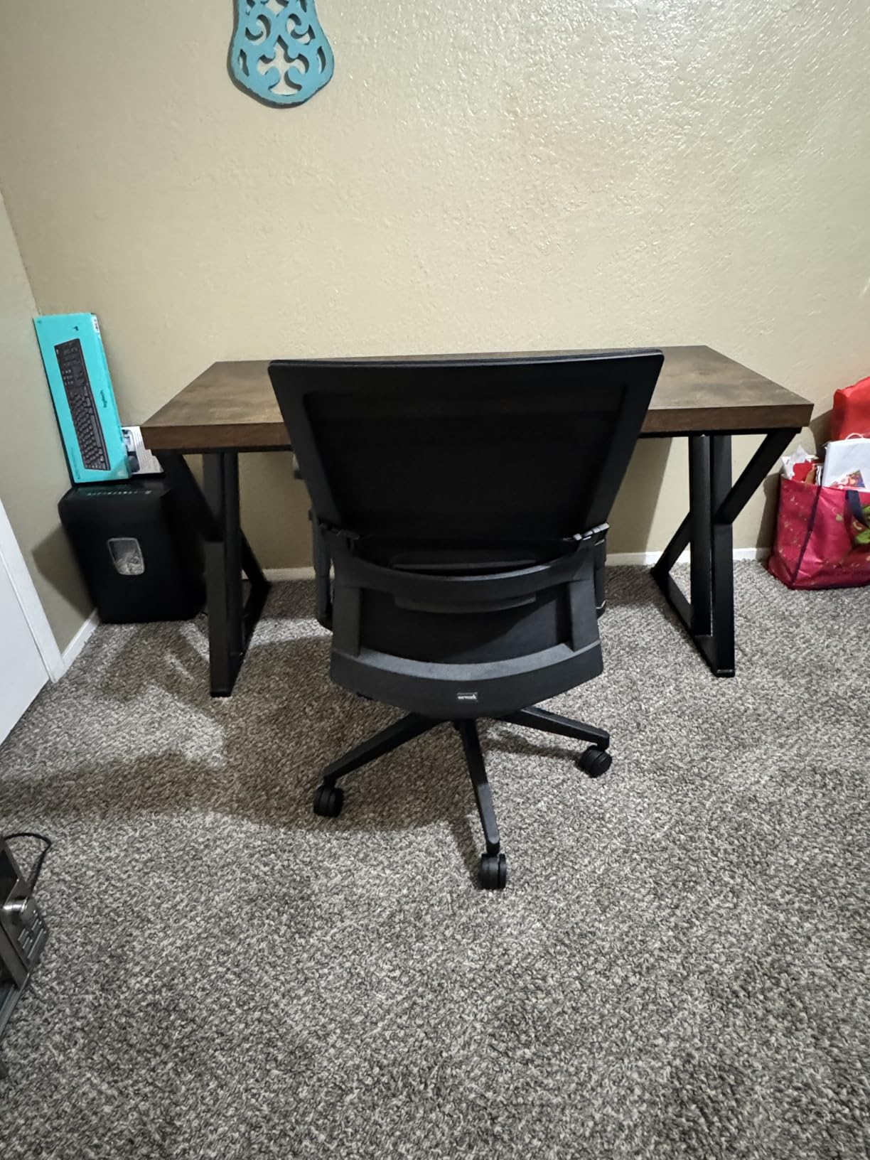 Tribesigns Writing Computer Desk, 55 inch Heavy Duty Study Desk with Z-Shaped Metal Leg, Modern Simple Home Office Computer Desk, Rustic Brown customer photo 1
