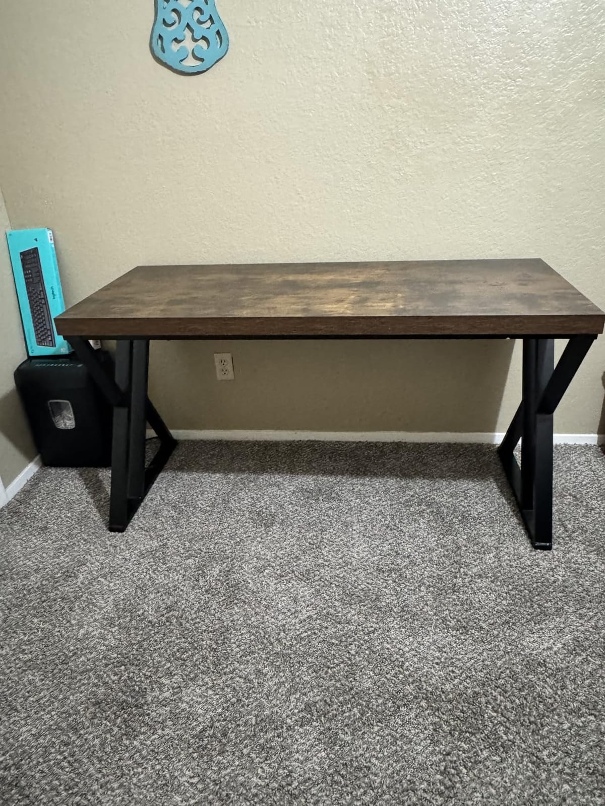 Tribesigns Writing Computer Desk, 55 inch Heavy Duty Study Desk with Z-Shaped Metal Leg, Modern Simple Home Office Computer Desk, Rustic Brown customer photo 2