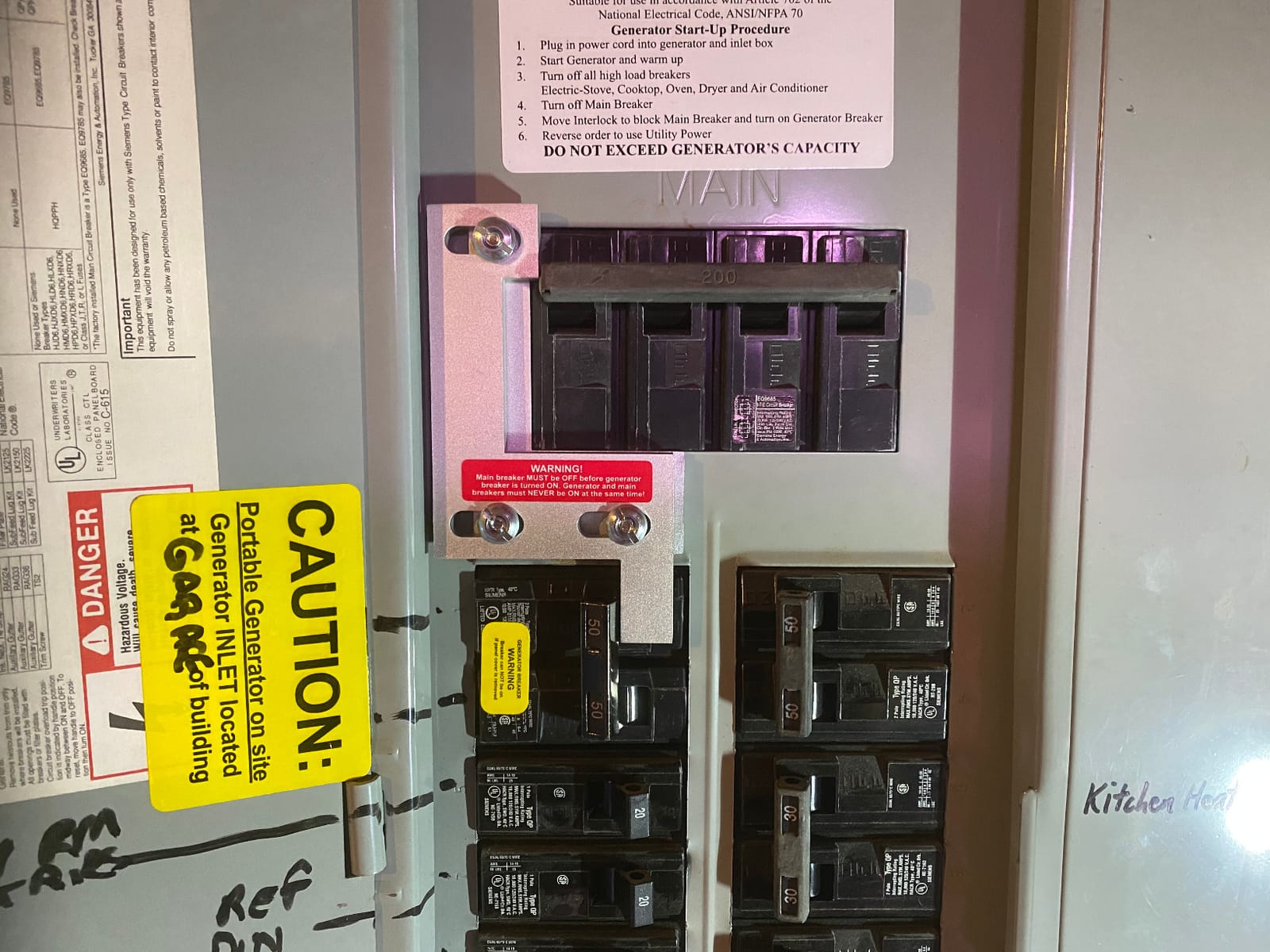 Generator Interlock Kit Compatible with ITE, Gould, Murray, Siemens, and Thomas and Betts, 150 or 200 amp panels, 1 1/4 Inch Spacing between main and generator breaker customer photo 1