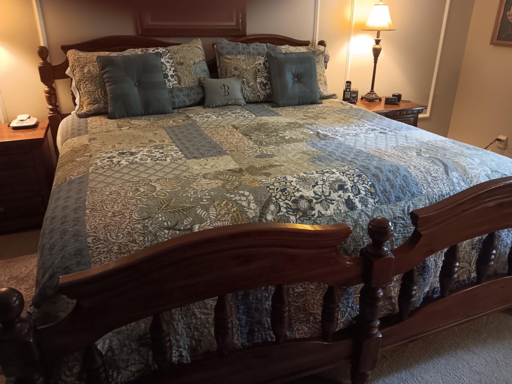Secgo Queen Comforter Set for Bed - 100% Cotton Quilts Queen Size, Green, Sage Bedspreads (90 * 98 Inch) with 2 Pillow Shams, Patchwork Reversible Lightweight Bedding customer photo 2