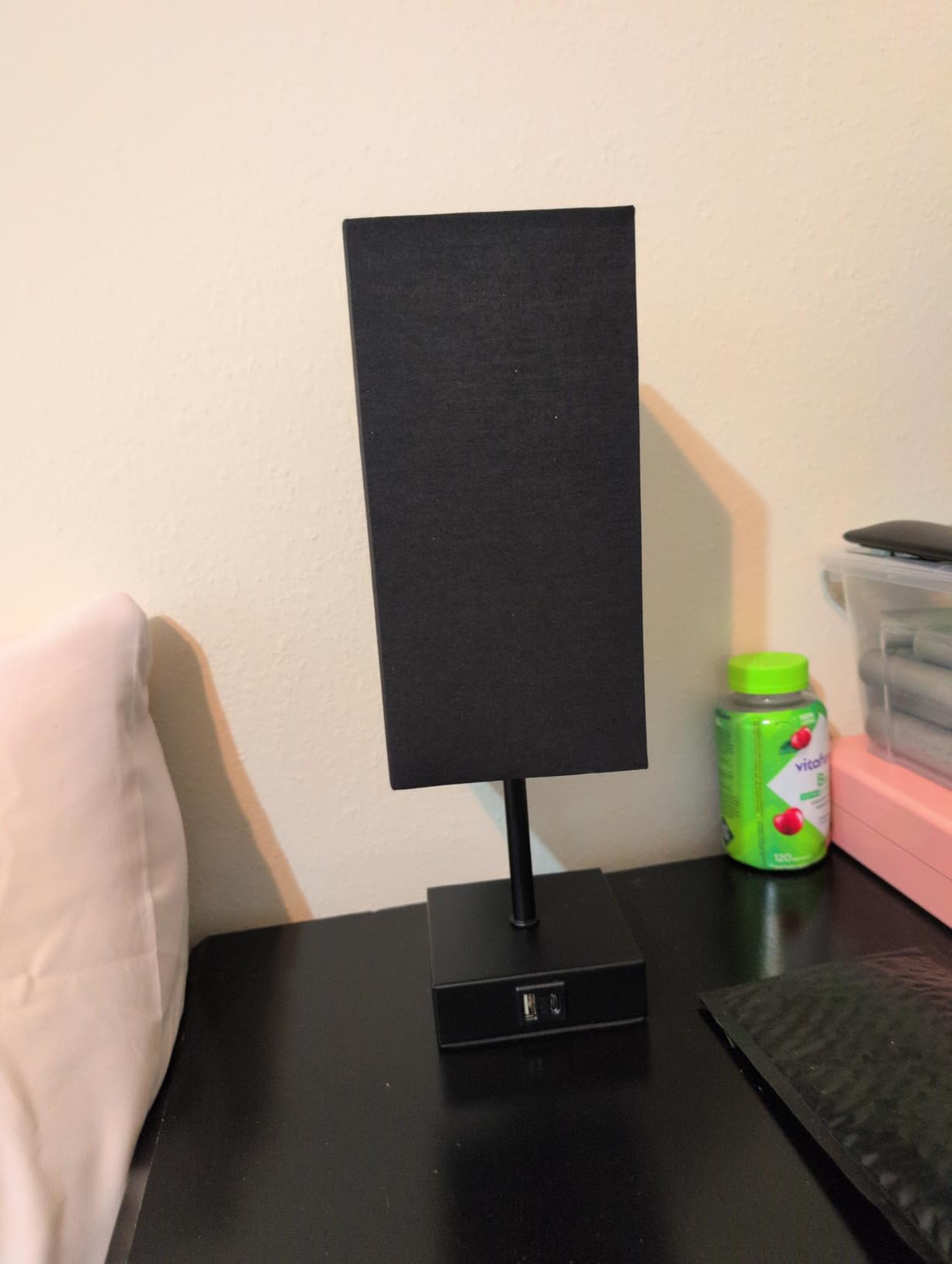 Bedside Table Lamp for Bedroom with 2 USB Ports, 14-Inch, Black customer photo 1