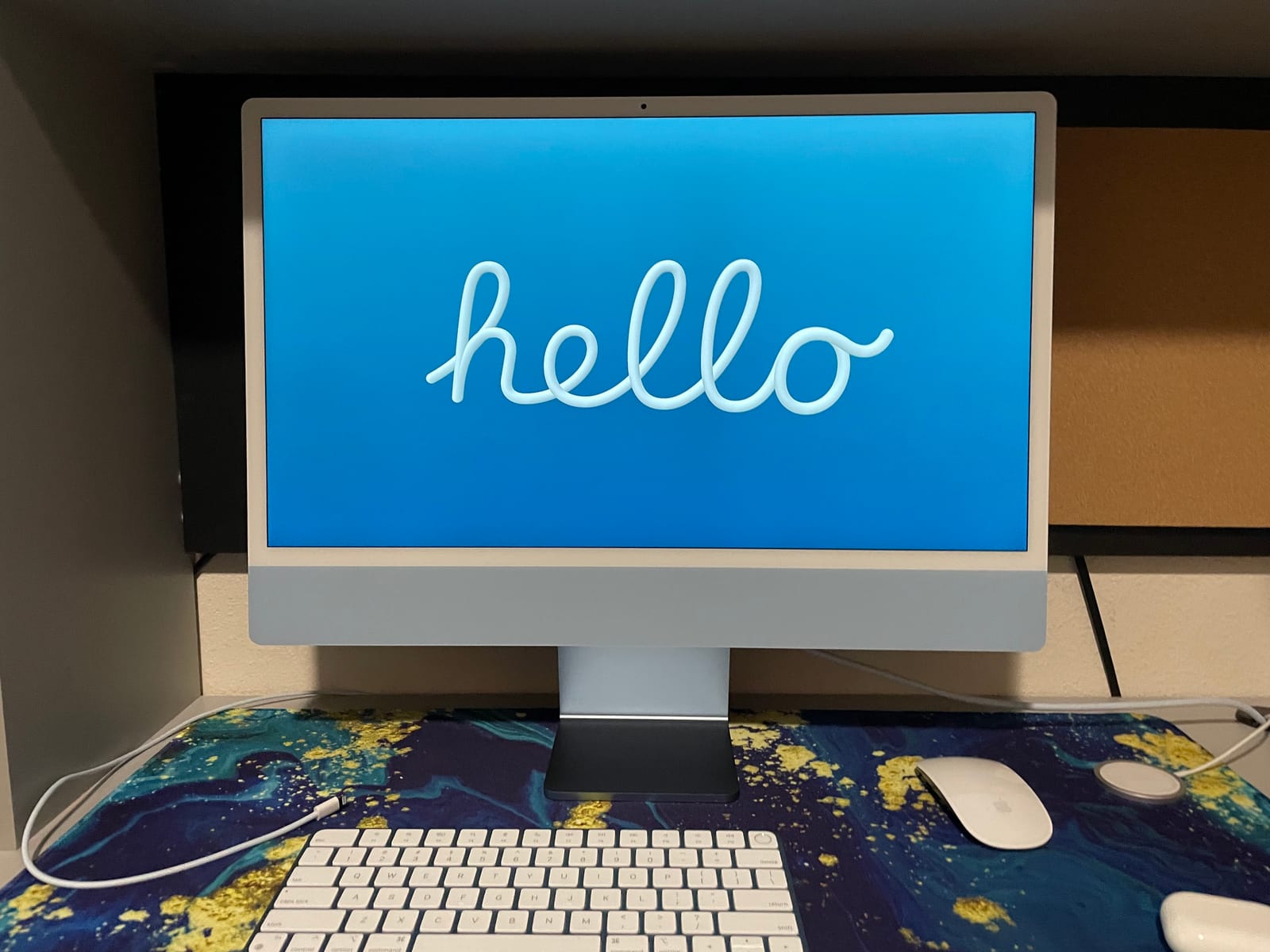 Apple 2021 iMac All in one Desktop Computer with M1 chip: 8-core CPU, 8-core GPU, 24-inch Retina Display, 8GB RAM, 256GB SSD Storage, Matching Accessories. Works with iPhone/iPad; Blue customer photo 1