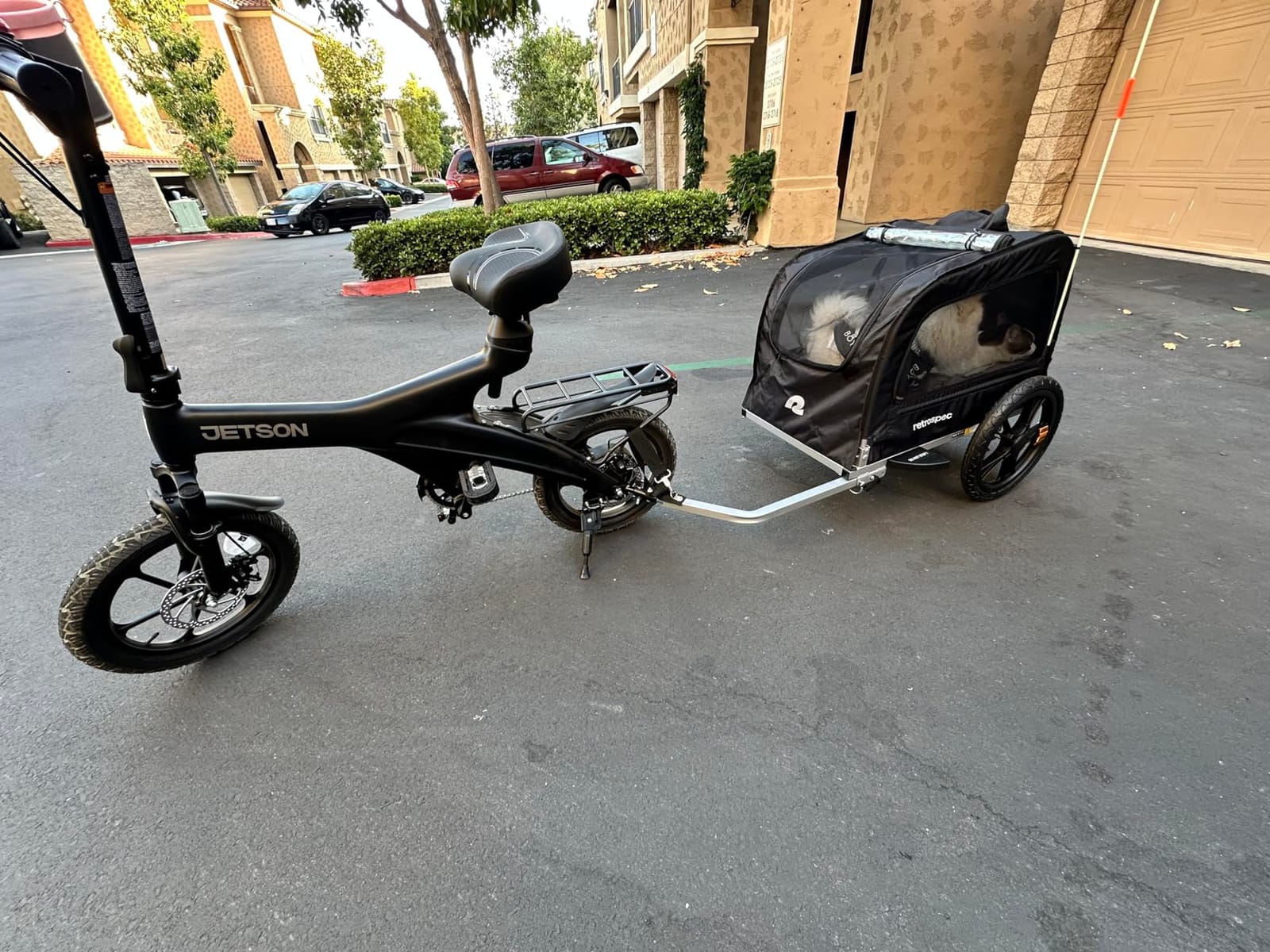 Retrospec Rover Waggin' Pet and Dog Bike Trailer with Weather-Resistant Canopy & Mesh Shield - Foldable Frame, 16in Wheels with Storage Pouch & Internal Safety Leash Supports up to 50 lbs customer photo 2