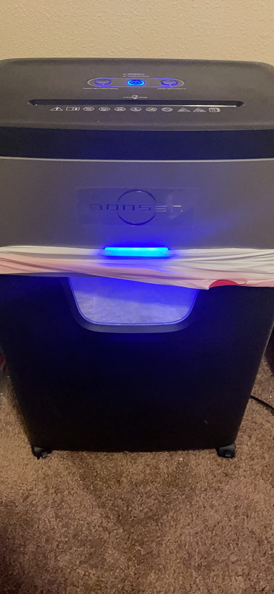 BONSEN 20-Sheet Cross-Cut P-4 High Security Heavy Duty Paper Shredder | 60-Min Nonstop, Jam-Proof, 60dB Ultra-Quiet, 6.6Gal Pullout Bin with Casters, Commercial-Grade Shredder for Home Office S3104 customer photo 1