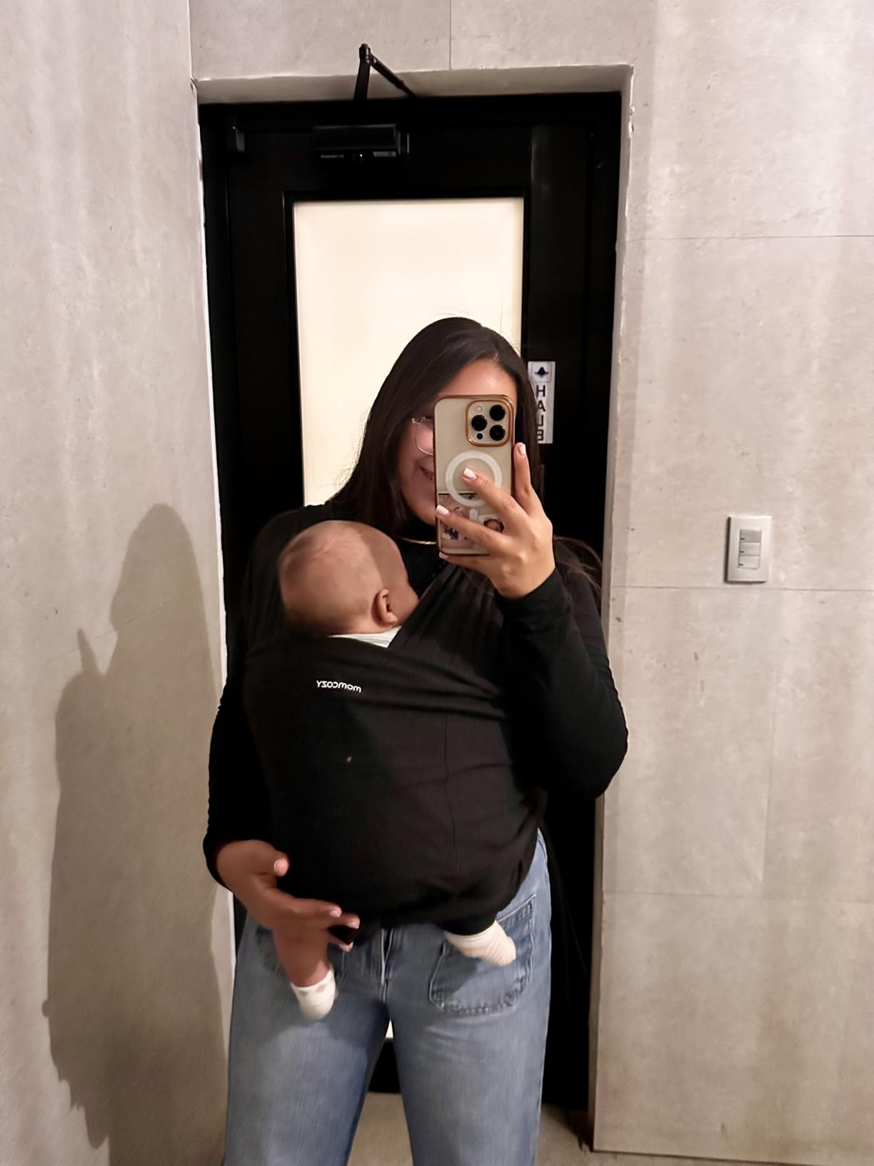 Momcozy Baby Wrap Carrier, Easy-On 2-Piece Design, Newborn to 33 lb customer photo 1