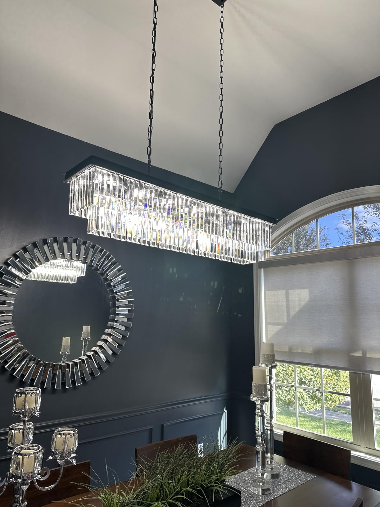 Weesalife Black Crystal Chandeliers for Dining Room,11-Lights L33.5 Inch customer photo 1