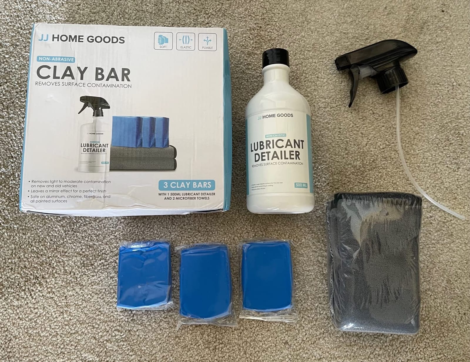 JJ Care Clay Bar Kit - Includes 3 Car Clay Bars for Auto Detailing (3x100g) + 16.9 fl. oz Clay Bar Lubricant + 2 Microfiber Cloths for Scratch-Free Finishing, Essential Clay Bar Kit for Car Detailing customer photo 2