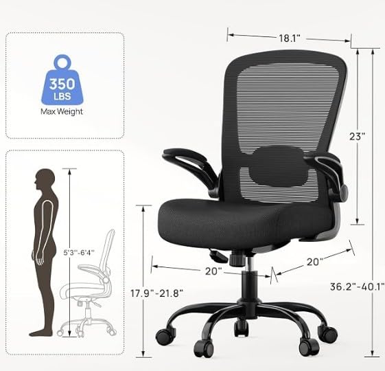 Ergonomic Office Chair w/Adjustable Lumbar, Flip Armrest, 135° Recline customer photo 2