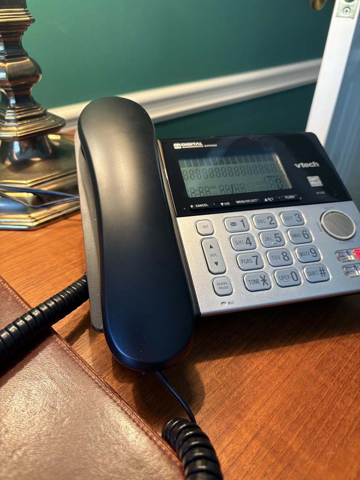 VTech VG208 DECT 6.0 Corded/Cordless Phone with Answering Machine, Call Blocking, Caller ID, Large Backlit Display, Full-Duplex Speakerphone - Silver/Black customer photo 2