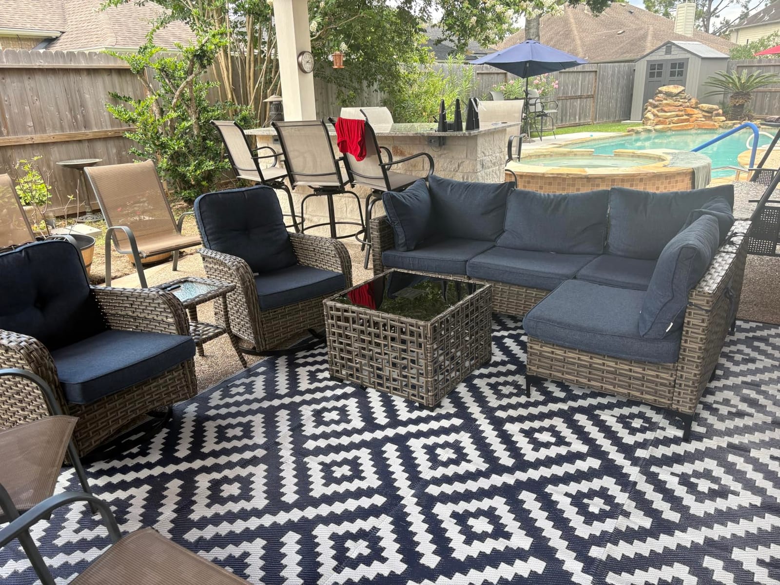 GENIMO Outdoor Rug, Waterproof Plastic Rugs 9'x12' for Camping Black Grey customer photo 1