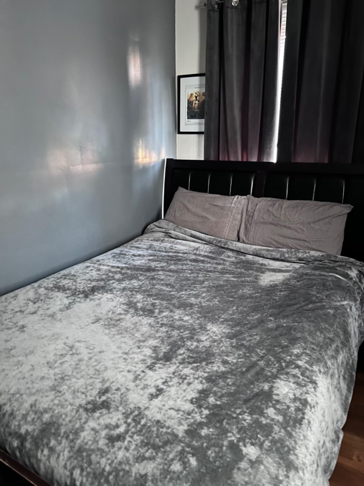 Sunshine Nicole Distressed Velvet Comforter Set, Distressed Velvet Face and Brushed Solid Microfiber Reverse, with Light Weight Soft Poly Fill, 5 Pieces Purple, Queen customer photo 1