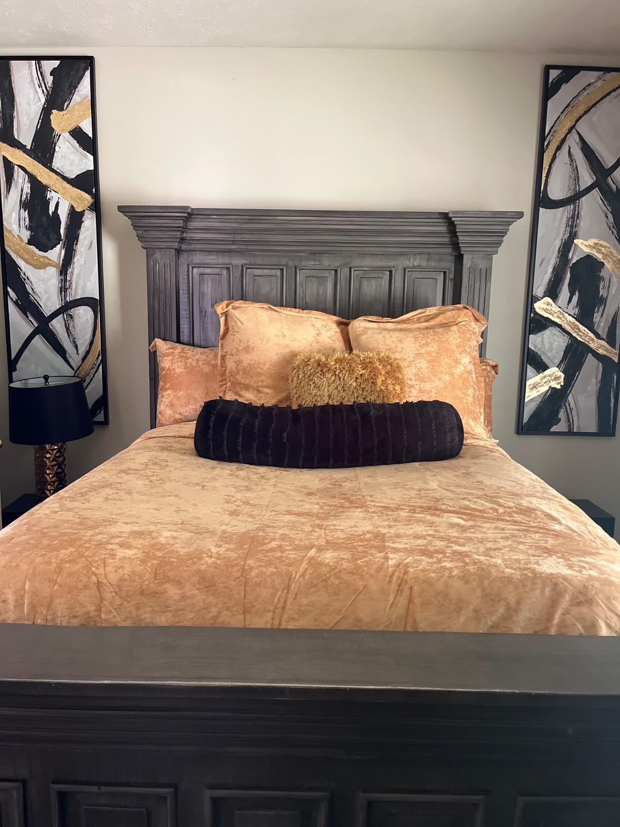 Sunshine Nicole Distressed Velvet Comforter Set, Distressed Velvet Face and Brushed Solid Microfiber Reverse, with Light Weight Soft Poly Fill, 5 Pieces Purple, Queen customer photo 2