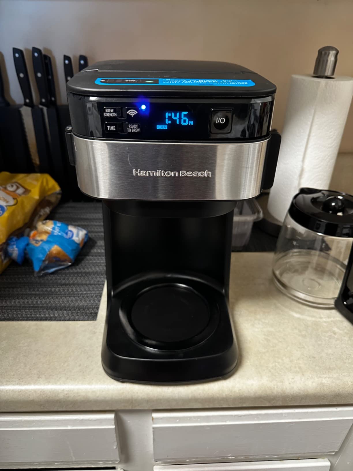 Hamilton Beach Works with Alexa Smart Coffee Maker, Programmable, 12 Cup Capacity, Black and Stainless Steel (49350R) customer photo 1