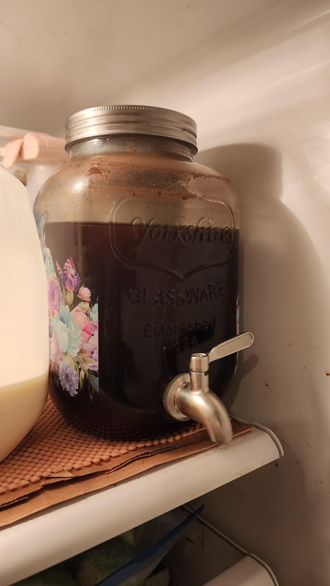 1 Gallon Cold Brew Coffee Maker - 3rd Generation Fine Mesh Filter - Stainless Steel Spigot - Extra Thick Large Glass Mason Jar Drink Dispenser Carafe, Iced Coffee Maker & Sun Tea Pitcher with Infuser. customer photo 2