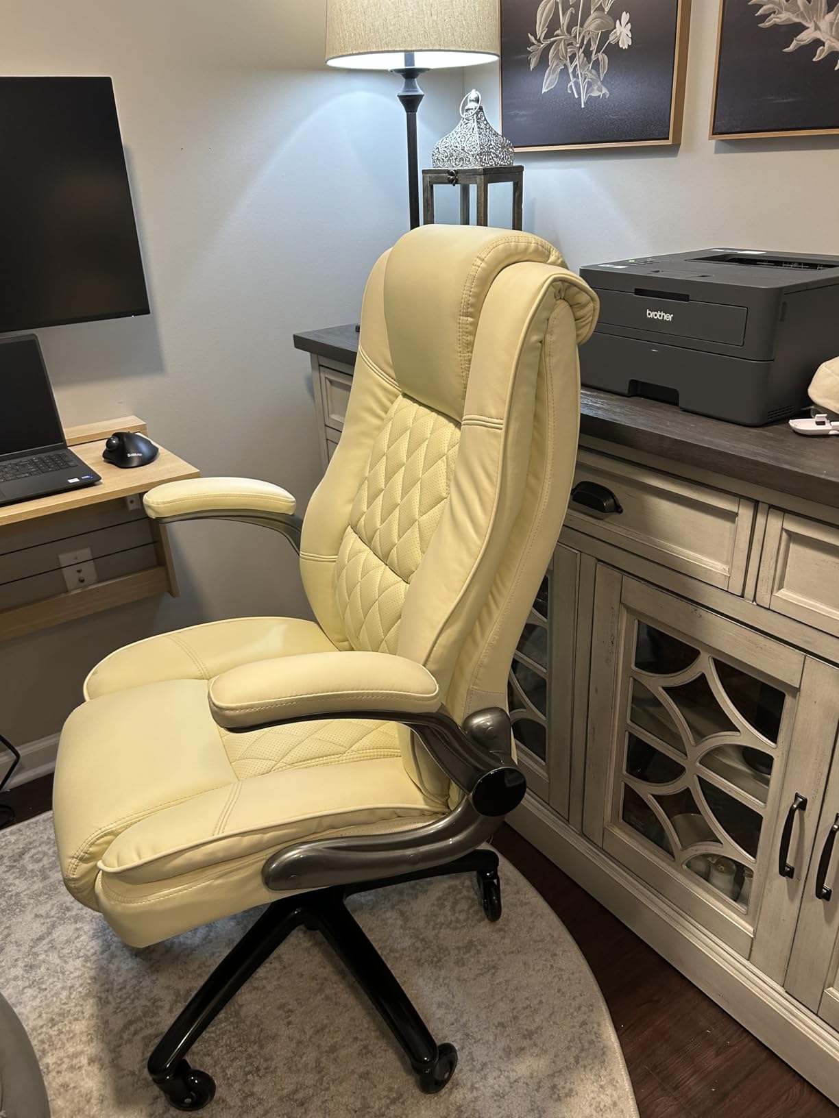High Back Office Chair, Ergonomic Executive Computer Desk Chair | Flip Arms, Adjustable Built-in Lumbar Support, Thick Padded, Strong Metal Base, Quiet Wheels Work Chairs for Long Hours customer photo 2