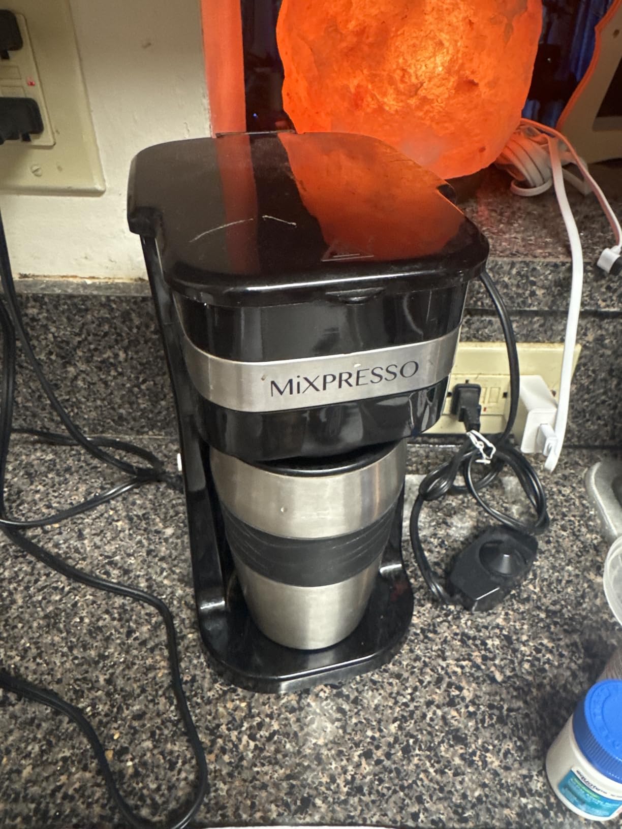 Mixpresso Single Serve & Single Cup Coffee Maker with 14oz Travel Mug Green | For ground coffee only, reusable filter, auto shut off. Compact personal drip coffee maker, not compatible with K-Cup pods. customer photo 2