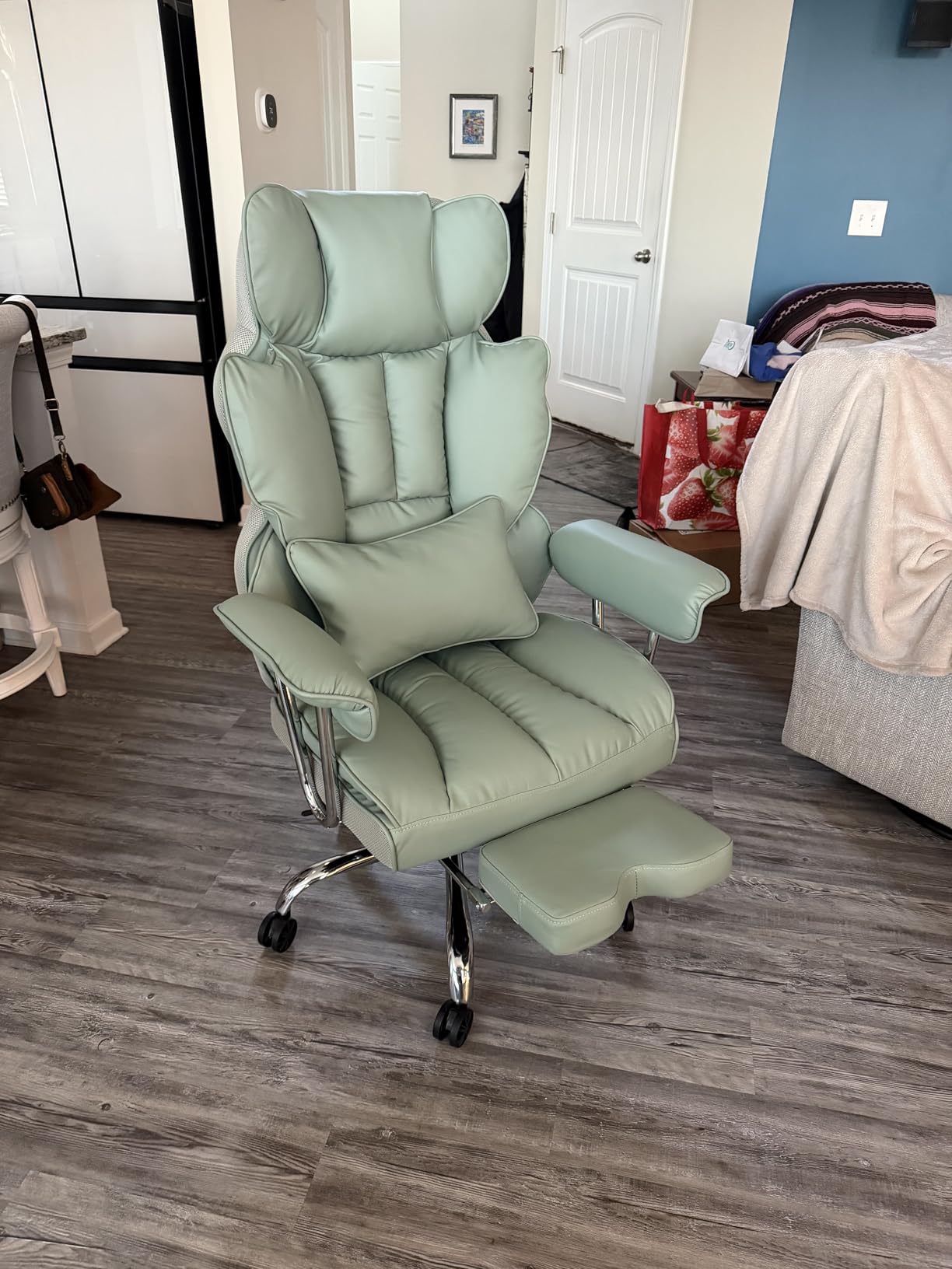 Efomao Big and Tall Office Chair 400lbs - PU Leather Executive Office Chair with Lumbar Support and Leg Rest, Heavy-Duty Computer Chair for Home Office, Brown customer photo 1