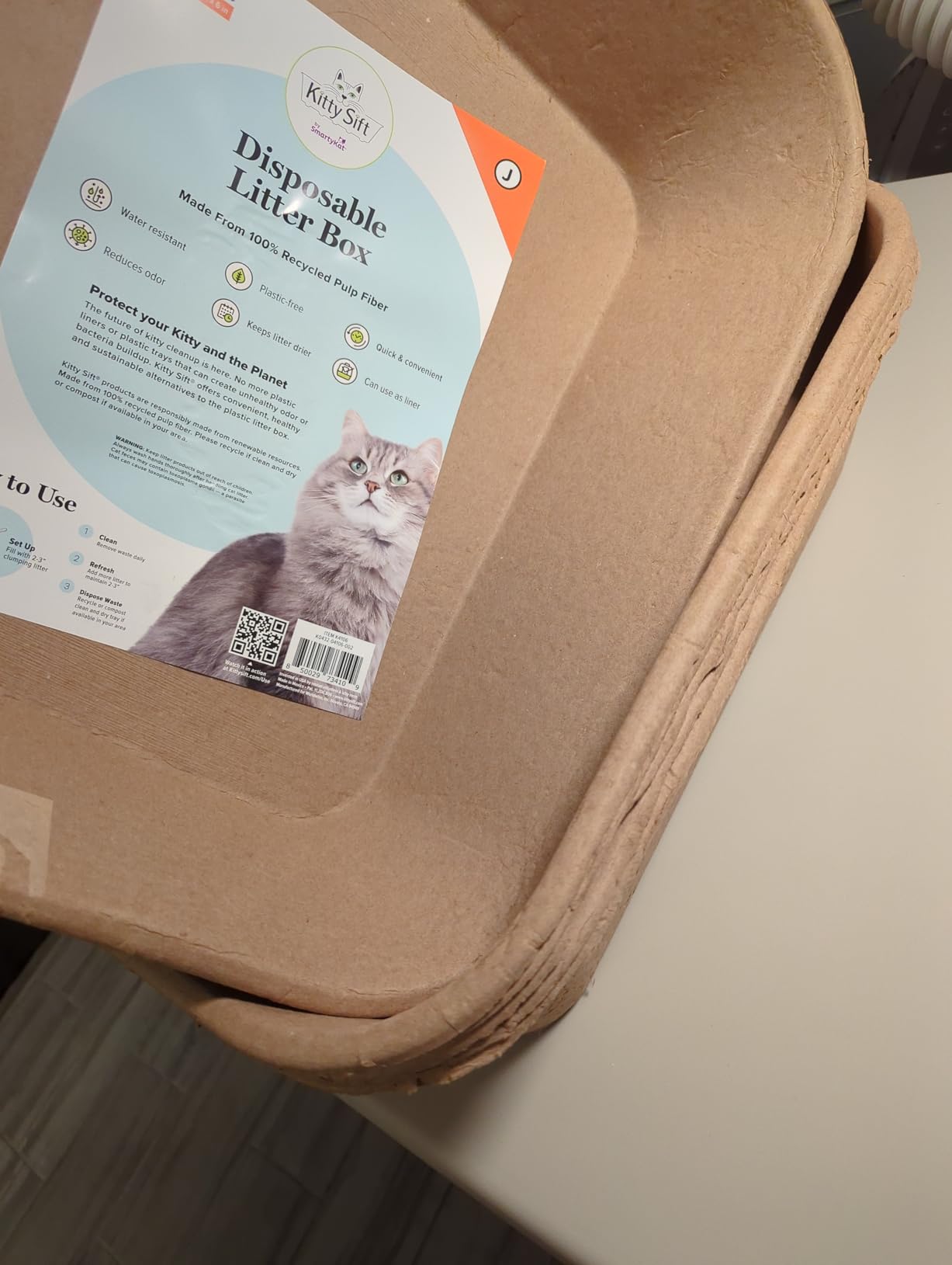 Kitty Sift Disposable Cat Litter Box Large, 6 Count, Durable Portable for Travel and Home, Eco-Friendly Disposable Litter Box Controls Odor customer photo 1