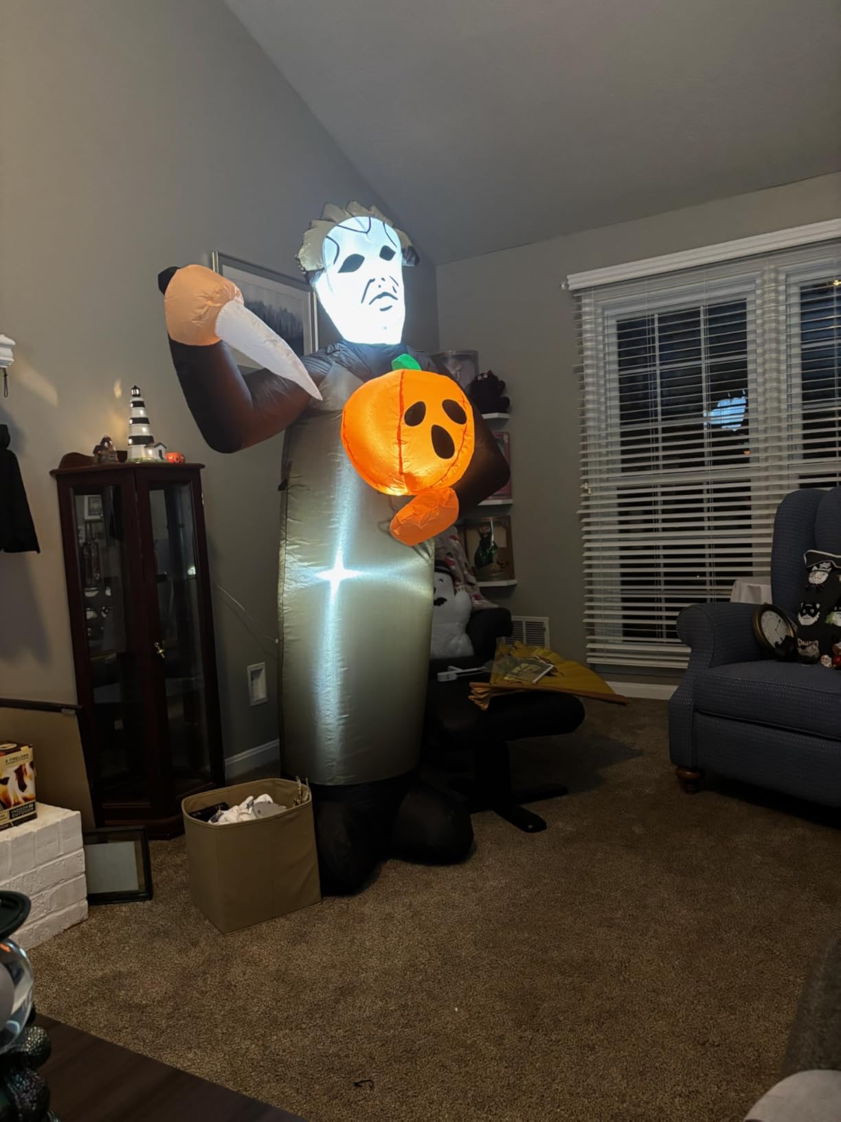 COMIN Halloween Inflatable 6FT Scary Pumpkin Killer with Built-in LEDs Blow Up Yard Decoration for Holiday Party Indoor, Outdoor, Yard, Garden, Lawn customer photo 2