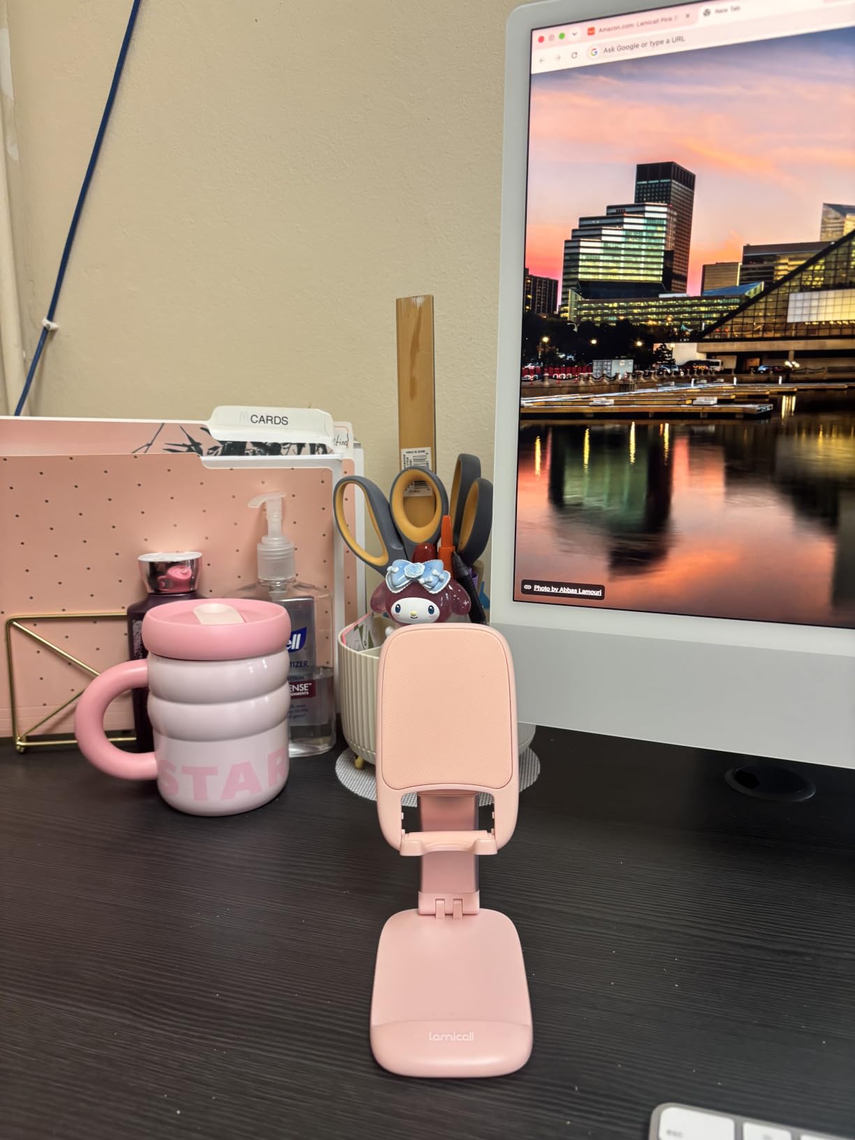 Lamicall Pink Phone Holder, Desk Accessories - Rose Gold Office Holder | Desktop Cell Phone Stand, Office Desks Accessories, Desk Decor Gifts for Women customer photo 2