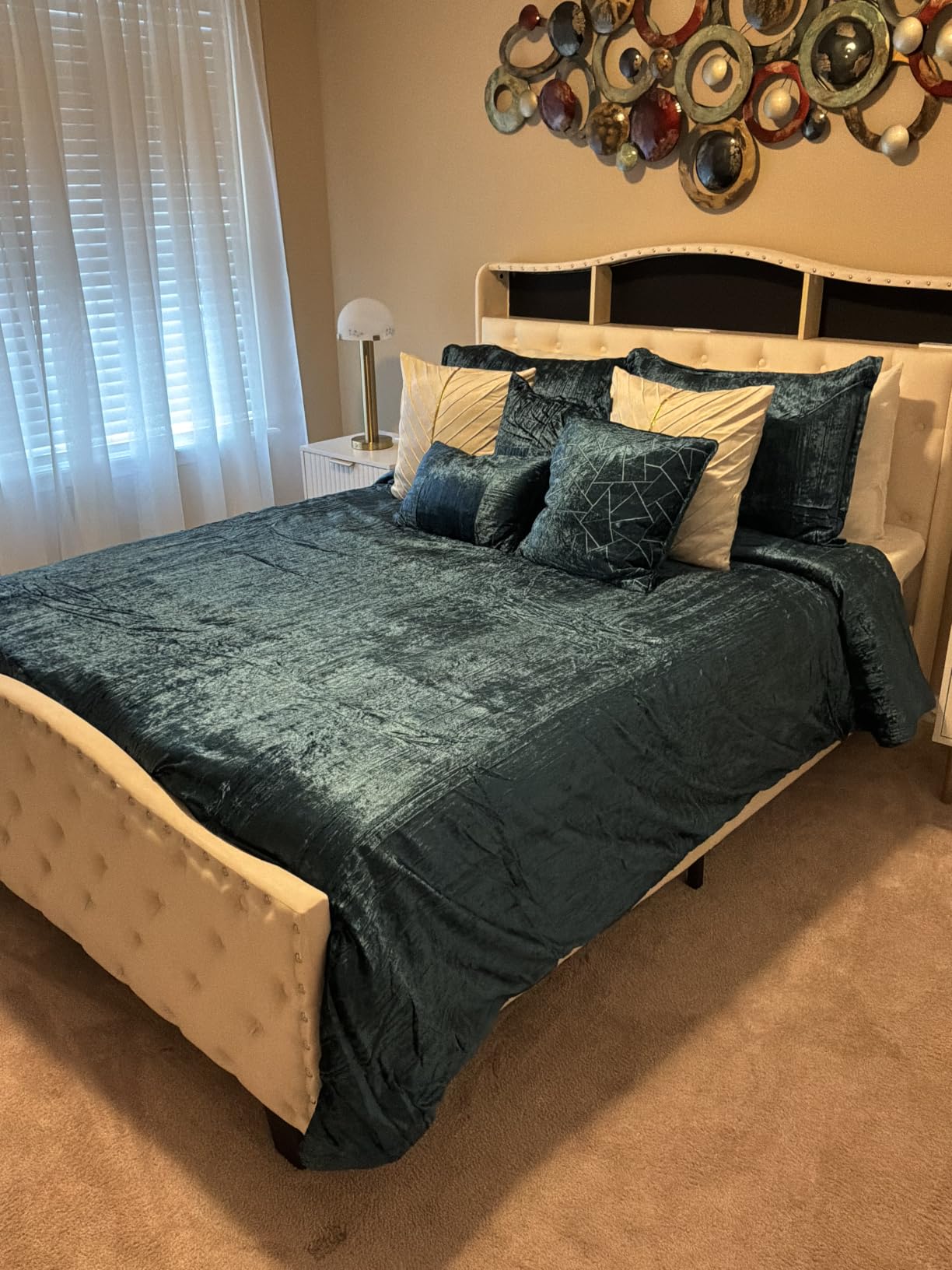Riverbrook Home Turin Crinkle Velvet Comforter Bedding Set, Queen Size, Glam Textured Décor, Spice, 7 Pieces customer photo 1
