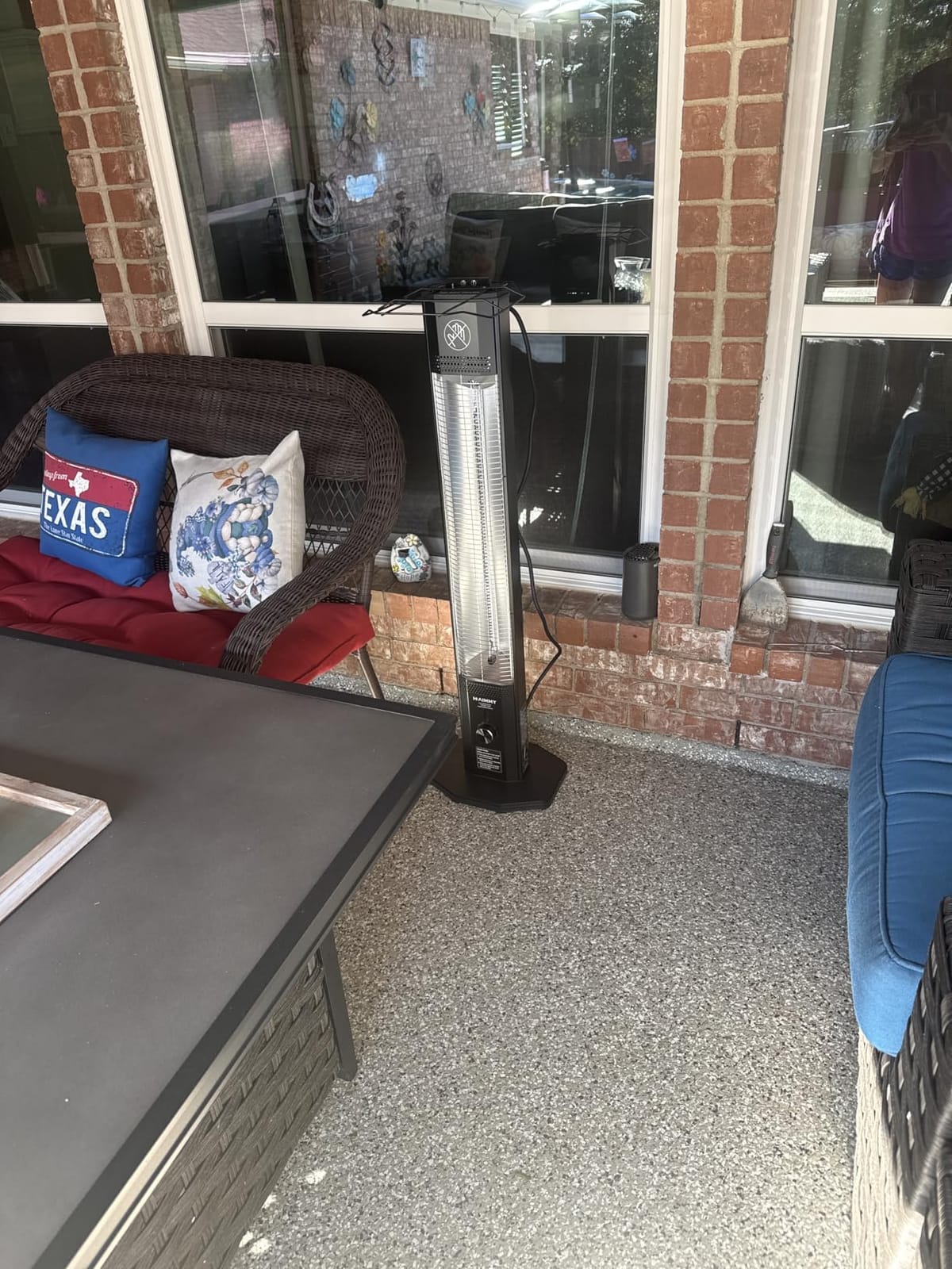 Outdoor Electric Patio Heater, Haimmy 42in Infrared Heater with Remote, 9 Heat Levels, 9H Timers, 1500W Instant Heating, Safety Lock, Tip-Over & Overheat Protection, IPX5 Waterproof Tower Space Heater customer photo 2