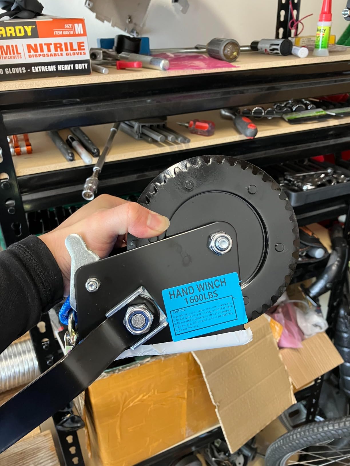 Boat Trailer Winch 1600LBS with 26ft Strap Hand Crank Winch customer photo 1