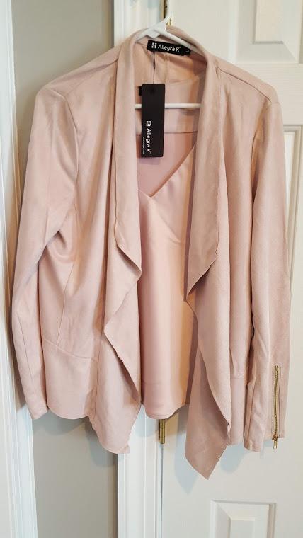 Allegra K Women Faux Suede Jacket Lapel Long Sleeve Open Front Blazer customer photo 1