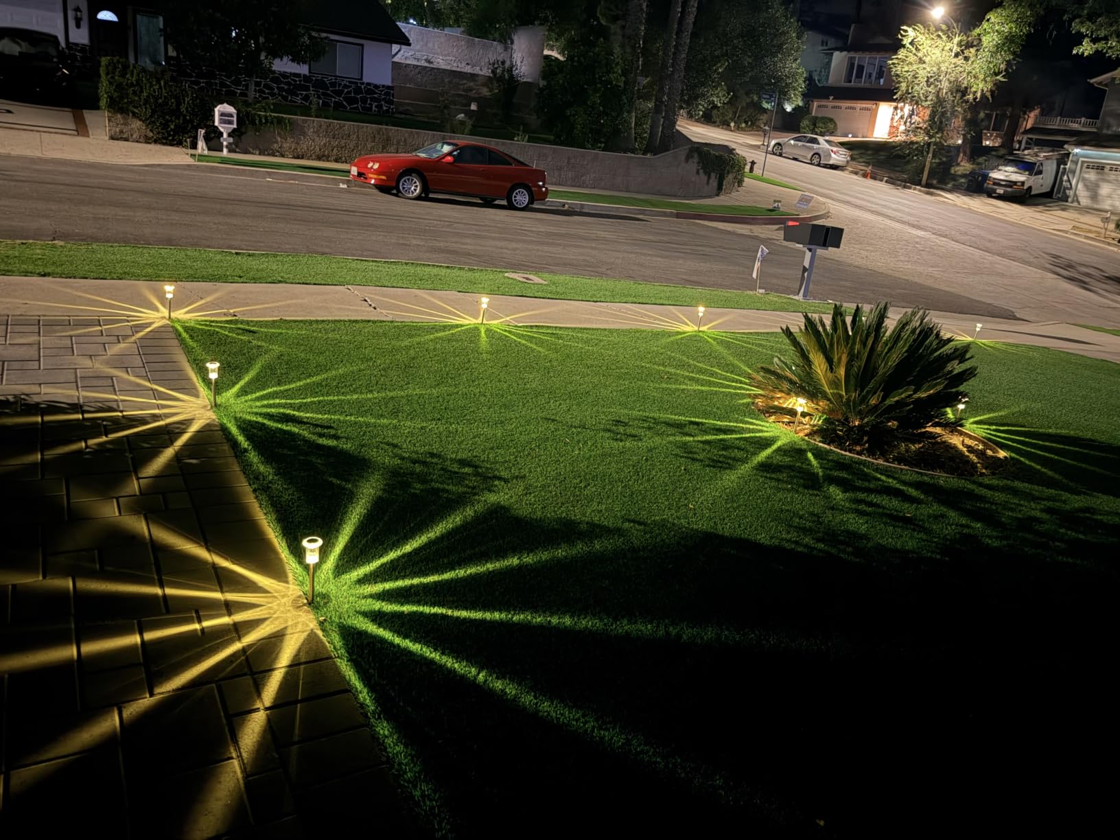 10 Pack Solar Pathway Lights Outdoor Waterproof, Cool White LED customer photo 2
