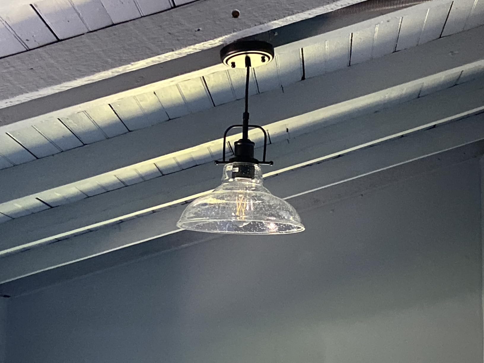Zlepmlla Glass Pendant Light, Black Famrhouse Pendant Light Fixture customer photo 1