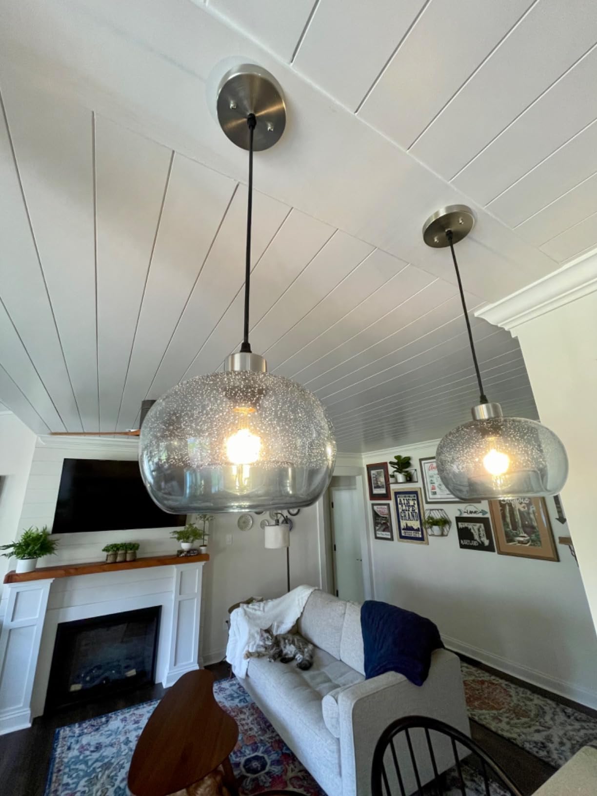CASAMOTION Glass Pendant Lights, Marble Clear, 2 Pack customer photo 2