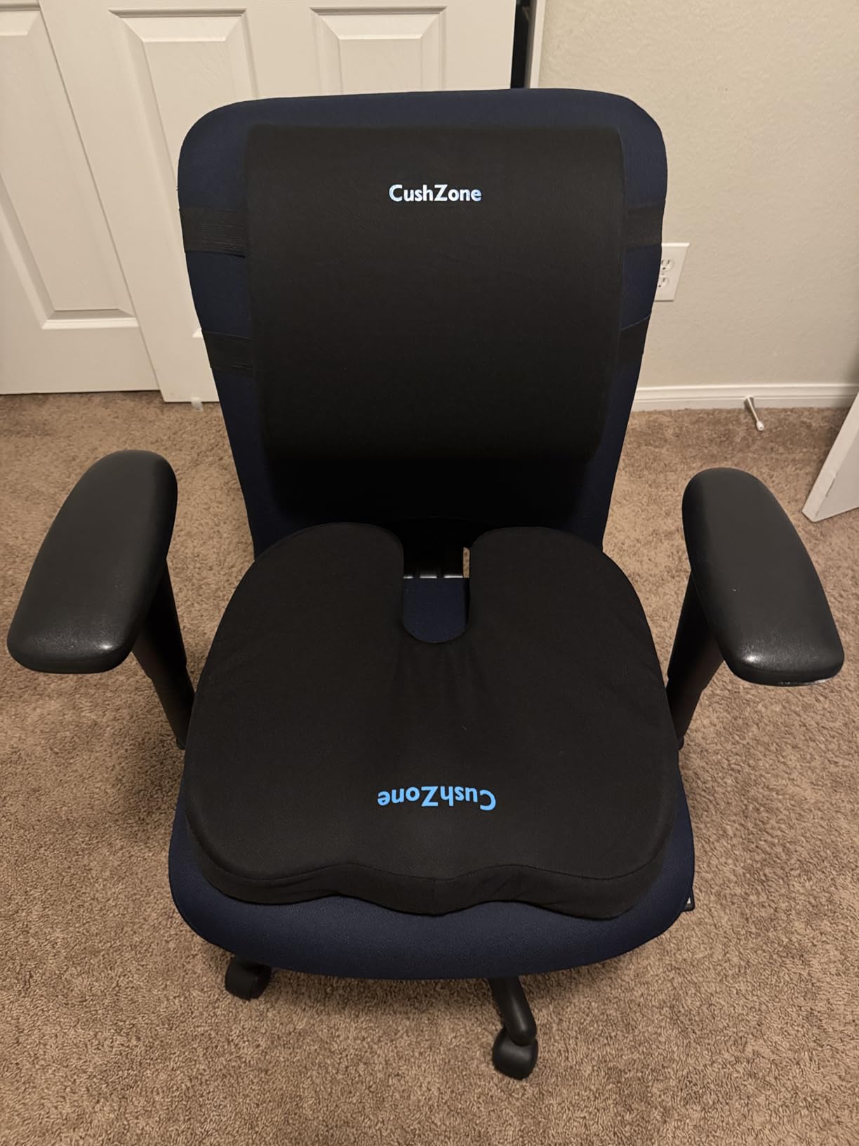 CushZone Seat Cushion and Lumbar Support Pillow for Office Chair, Black | Ergonomic Memory Foam for Sciatica Pain Relief & Posture Correction; Non-Slip Chair Cushions for Car, Wheelchair and Travel customer photo 2