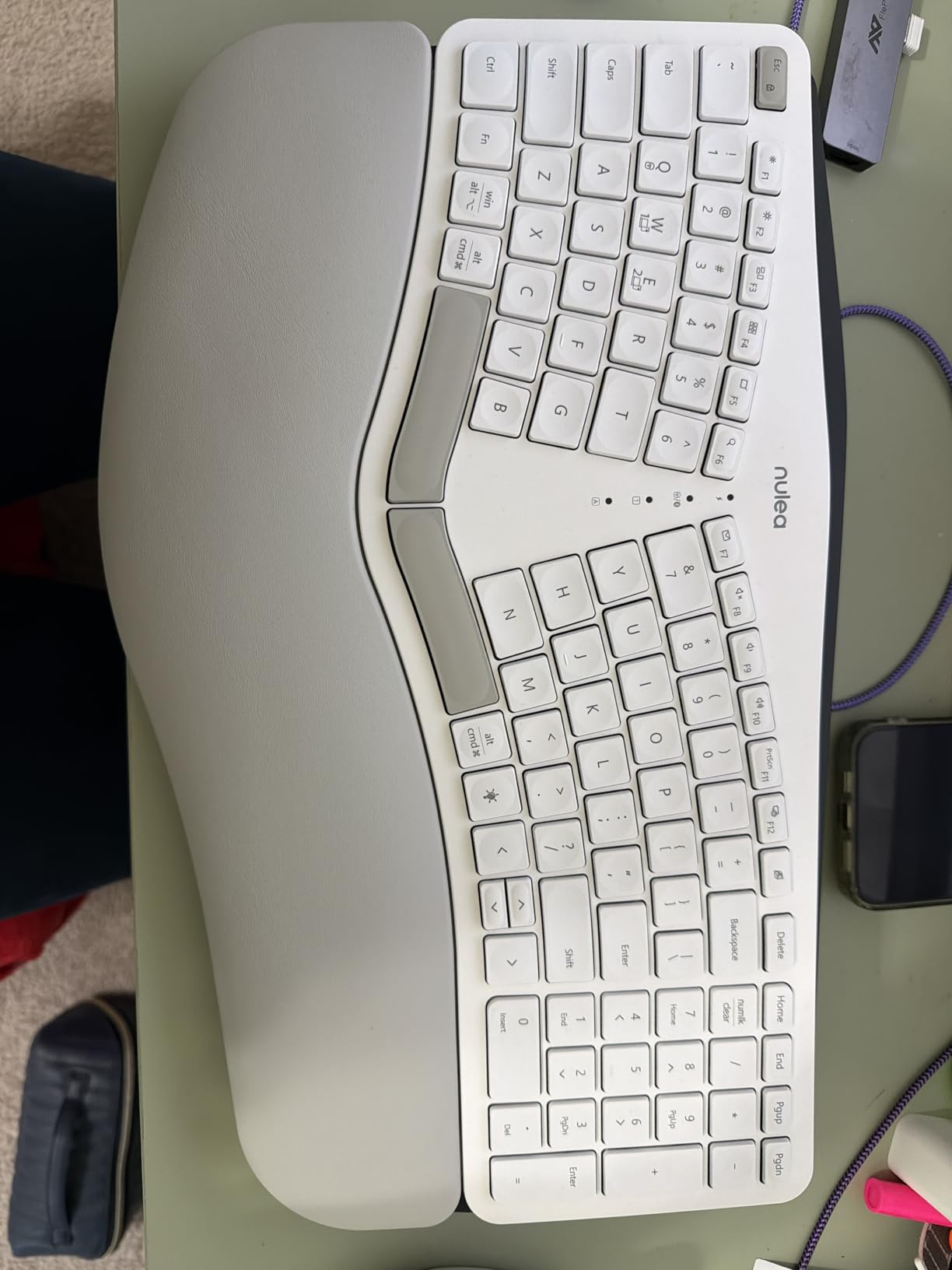 Nulea Ergonomic Split Keyboard Wireless with Wrist Rest 7 Color Backlight | Bluetooth 2.4G Keyboard with USB-C Charging, 3 Device Switching, Adjustable Tilt Legs Compatible for Windows and Mac customer photo 2