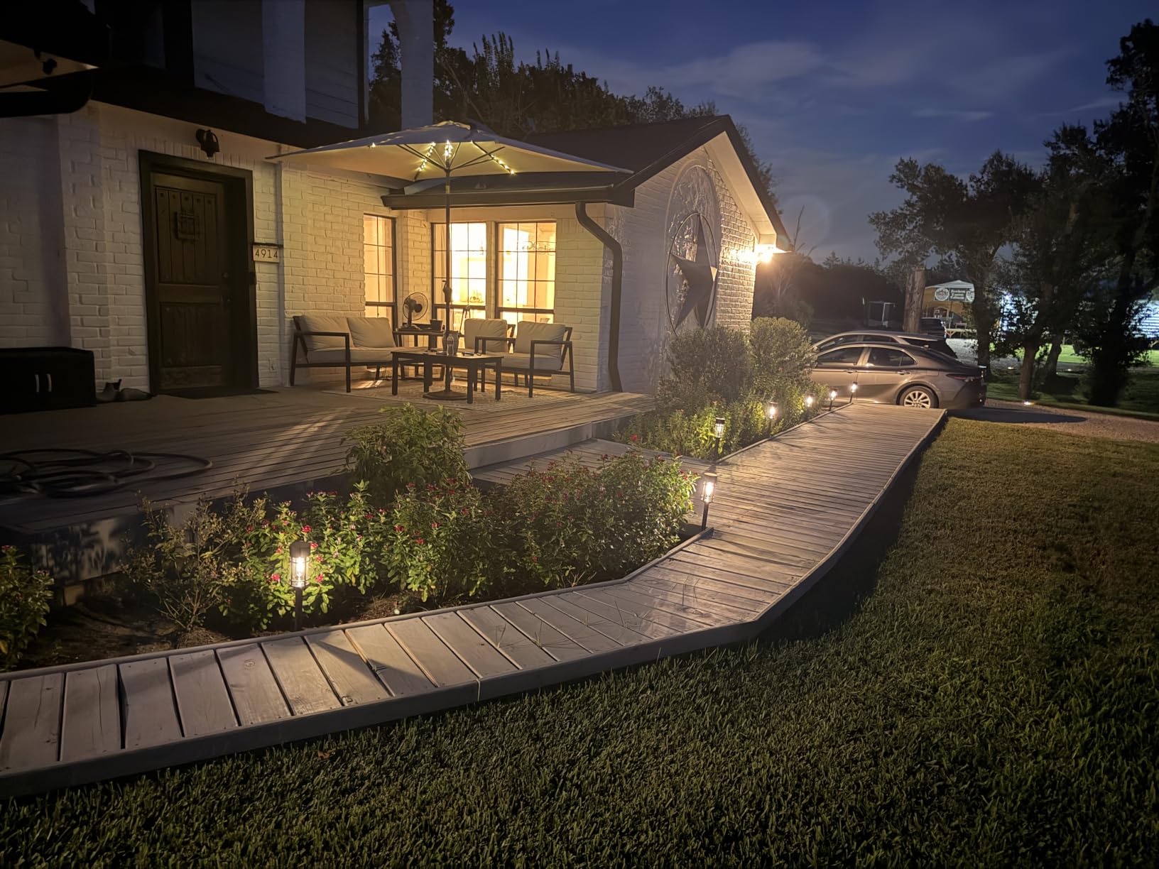 Mancra Solar Pathway Lights, 8 Pack LED Solar Lights Outdoor Waterproof, Glass Metal Garden Lighting for Yard Path Landscape Lawn Walkway Driveway, 3000K customer photo 1