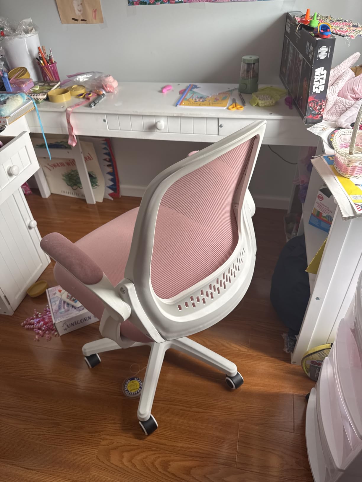 NEO CHAIR Office Desk Chair, Ergonomic Mesh with Flip-Up Armrests, Grey | Lumbar Support, Height Adjustment, 360° Swivel and Rolling Base, Space-Saving Design for Home Office, Vanity or Study customer photo 2