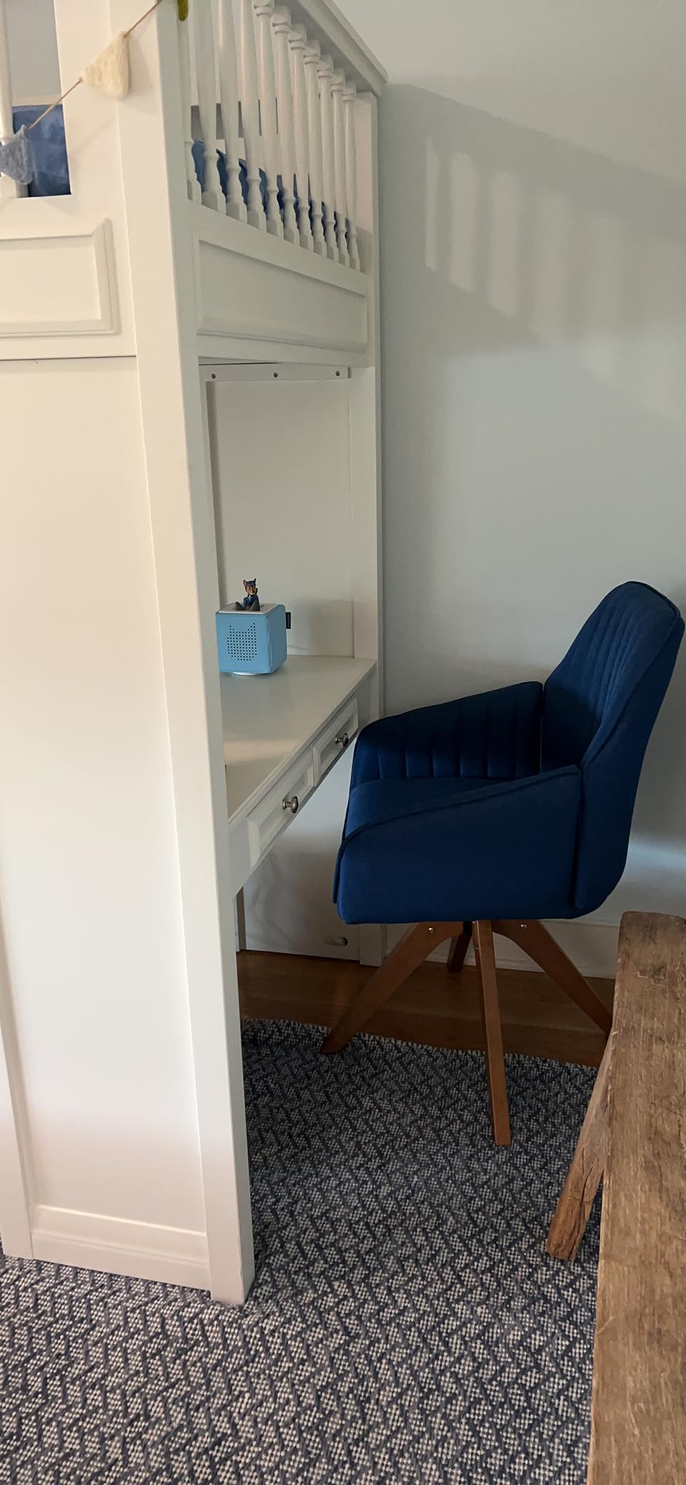 Furniliving Mid Century Modern Accent Chair, 36.8 Inch Upholstered Swivel Chair for Living Room with Arms Home Office Desk Chair for Bedroom Wood Legs Computer Task Chair No Wheels, Darkgrey customer photo 1