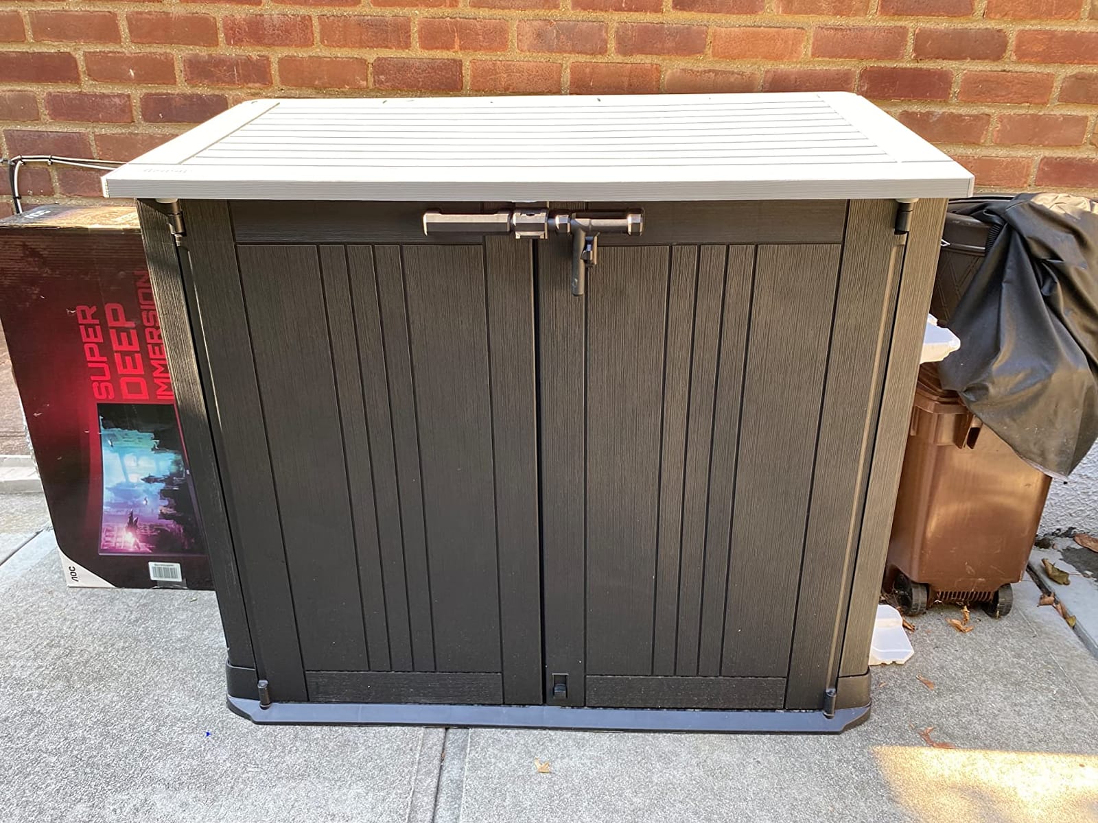 Keter Store-It-Out Prime XL 4.75 x 2.6 Foot Resin Outdoor Storage Shed with Double Doors and Easy Lift Hinges, Perfect for Trash Cans, Garden and Yard Tools, and Pool Toys, Black customer photo 2